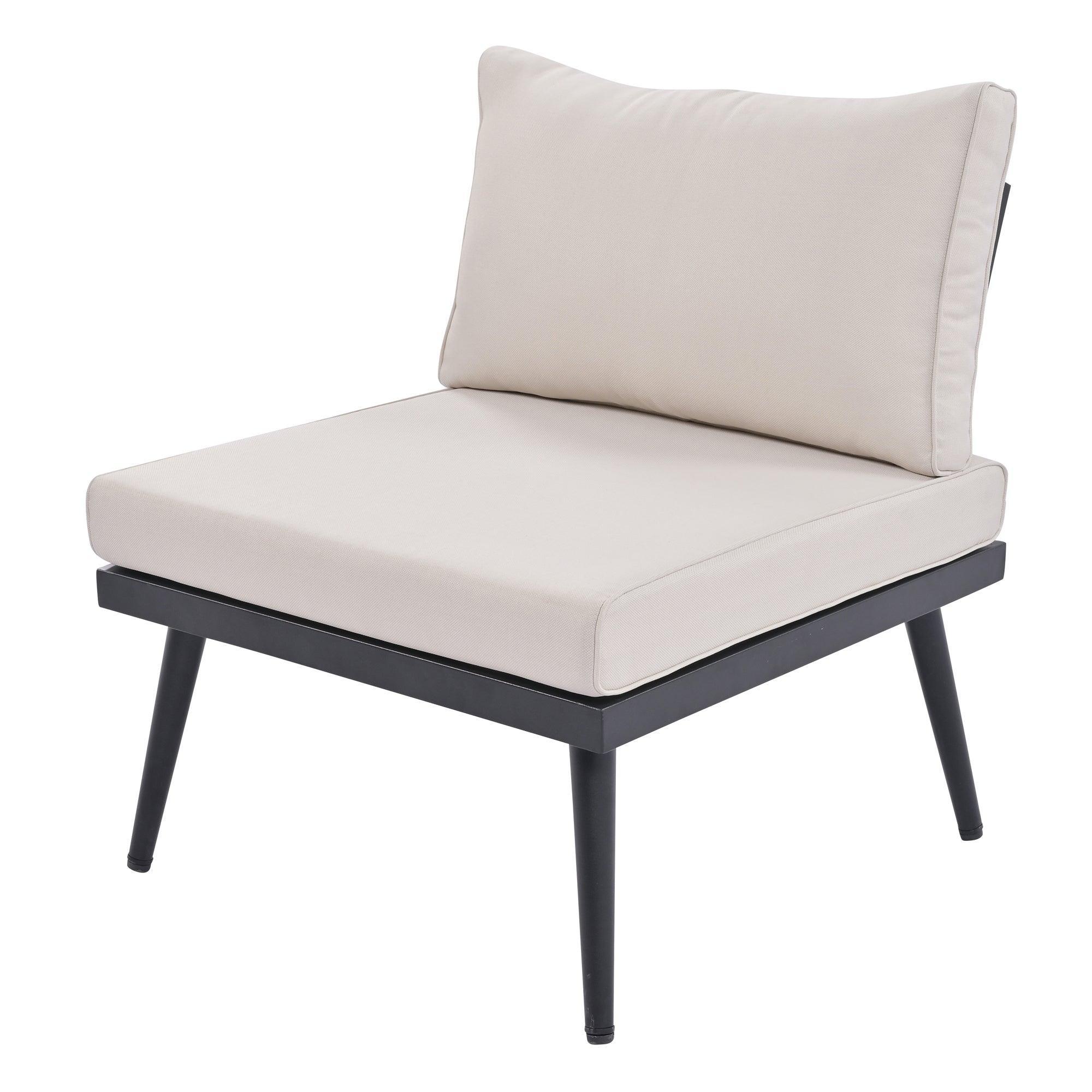 6-Piece Outdoor Sectional Sofa Set with Round Nesting Coffee Tables and Seating Sofa with Cushions for Patio, Porch and Garden