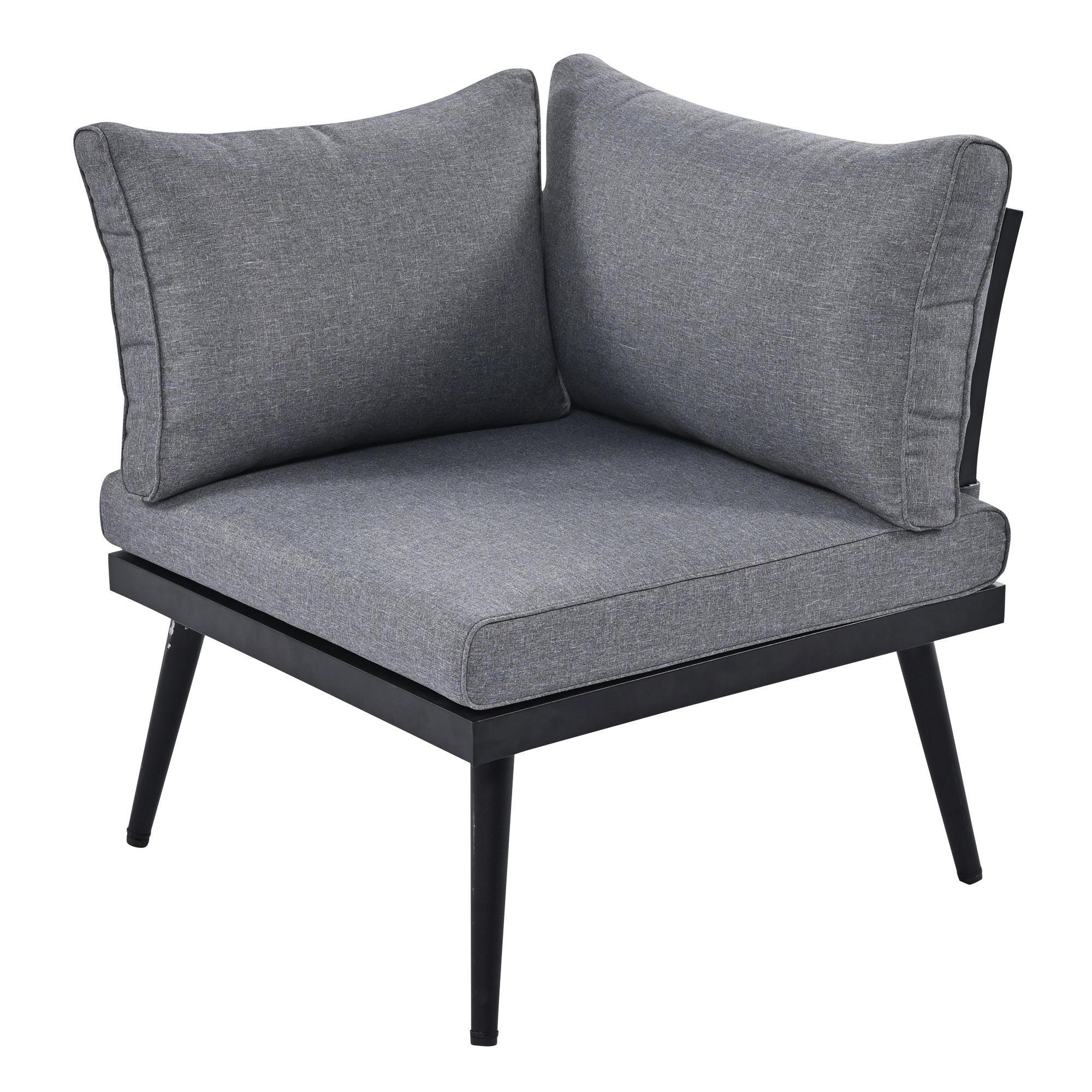 6-Piece Outdoor Sectional Sofa Set with Round Nesting Coffee Tables and Seating Sofa with Cushions for Patio, Porch and Garden