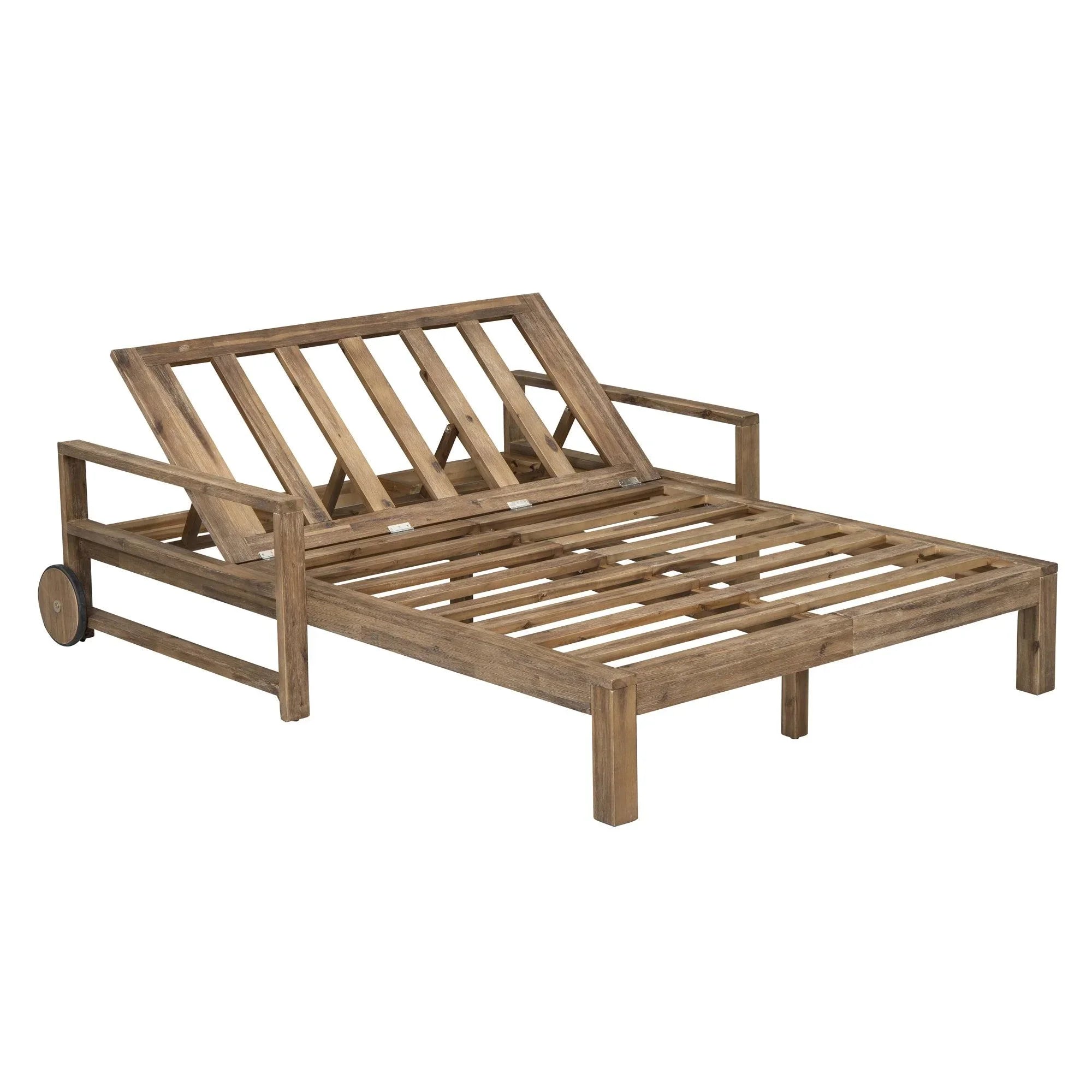 1-Piece Farmhouse-styled Wooden Outdoor Sunbed for Ultimate Relaxation, Poolside, Garden and Backyard