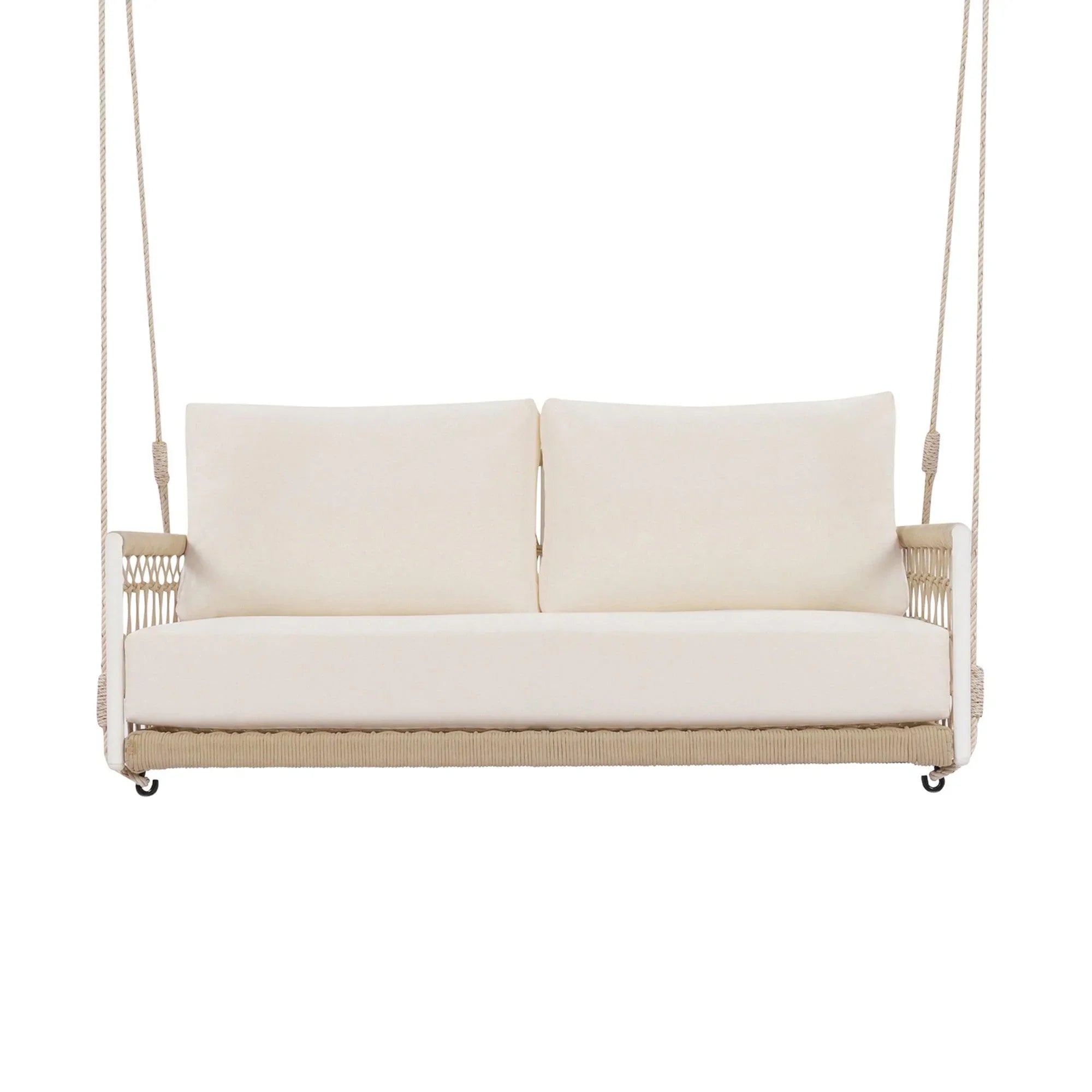 1-Piece Woven Rope Outdoor Swing Sofa with Soft Cushions Seating 2 for Patio, Courtyard and Balcony
