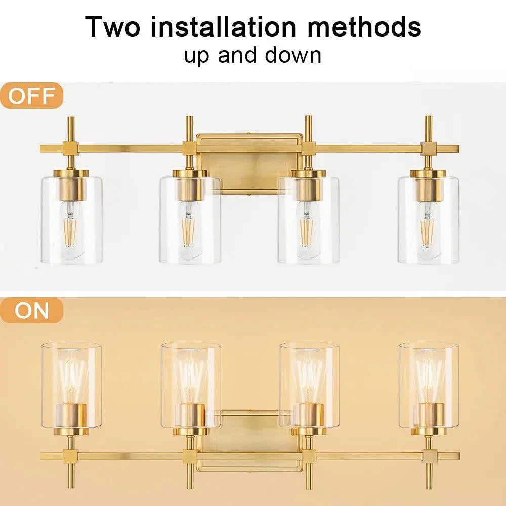 Jasper Black & Gold Clear Glass 4-Light Bathroom Vanity Light