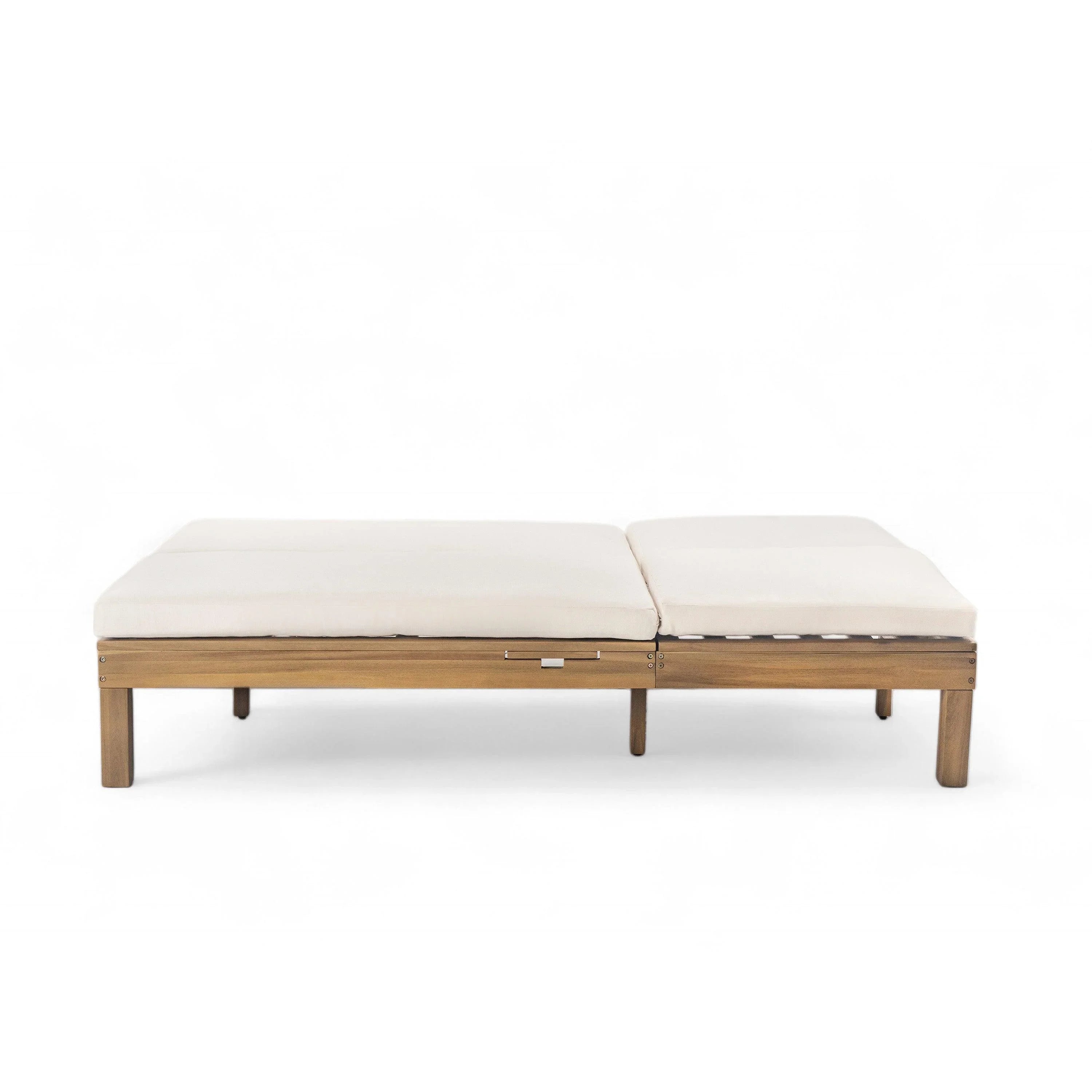 5-Position Adjustable Backrest Outdoor Chaise Lounge Daybed with Cushion and Folding Side Trays for 2 People, Poolside Garden