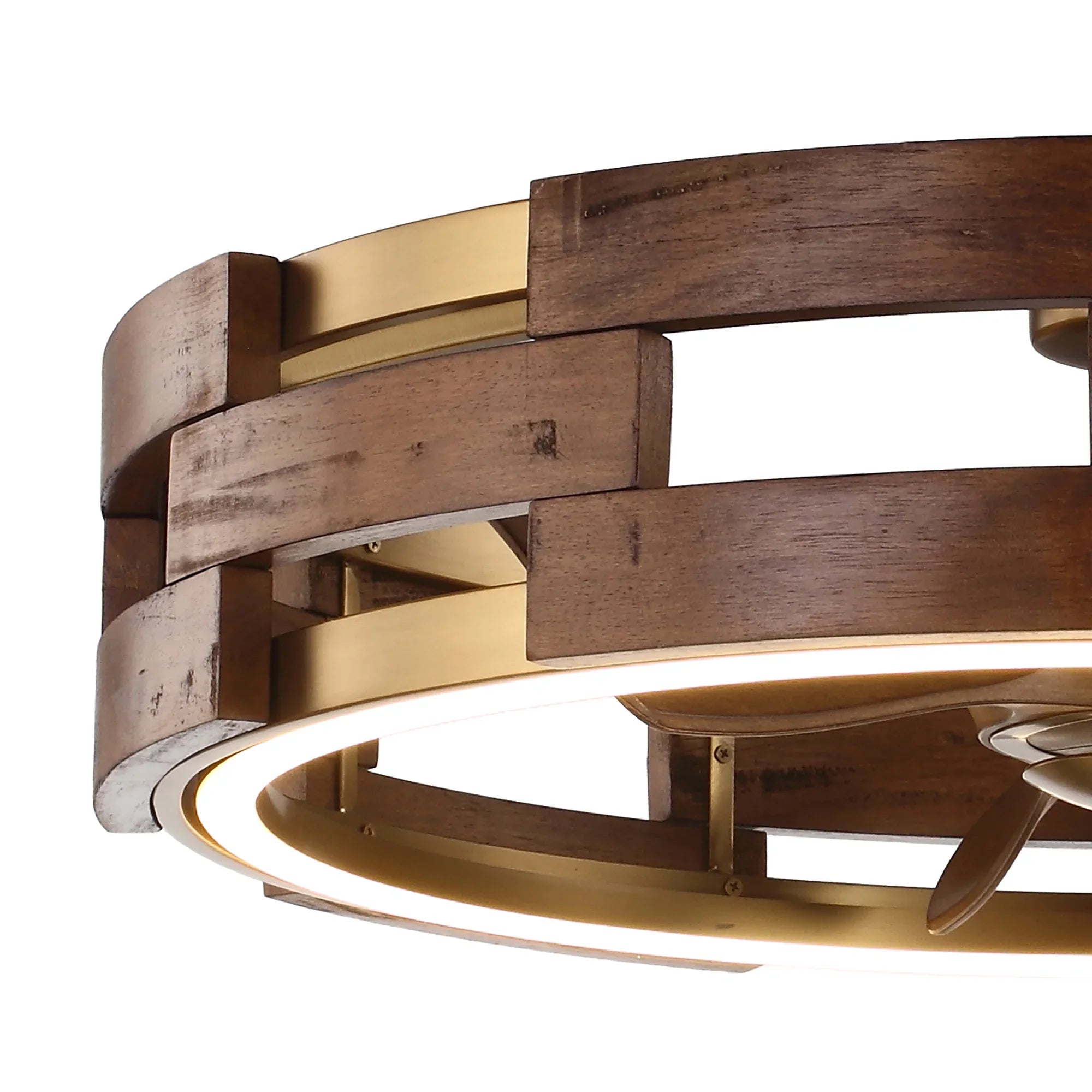 Perimost 28 Inch Electroplated Golden Downrod Mount Luxury Fandelier with Light and Remote Control
