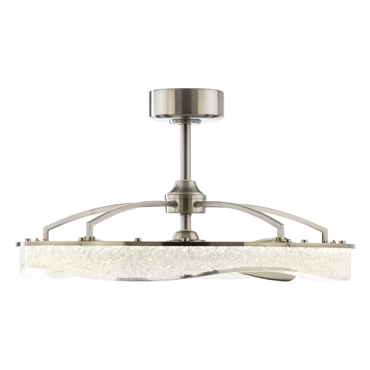 Perimost 33 Inch Satin Nickel Downrod Mount Luxury Fandelier with Light and Remote Control