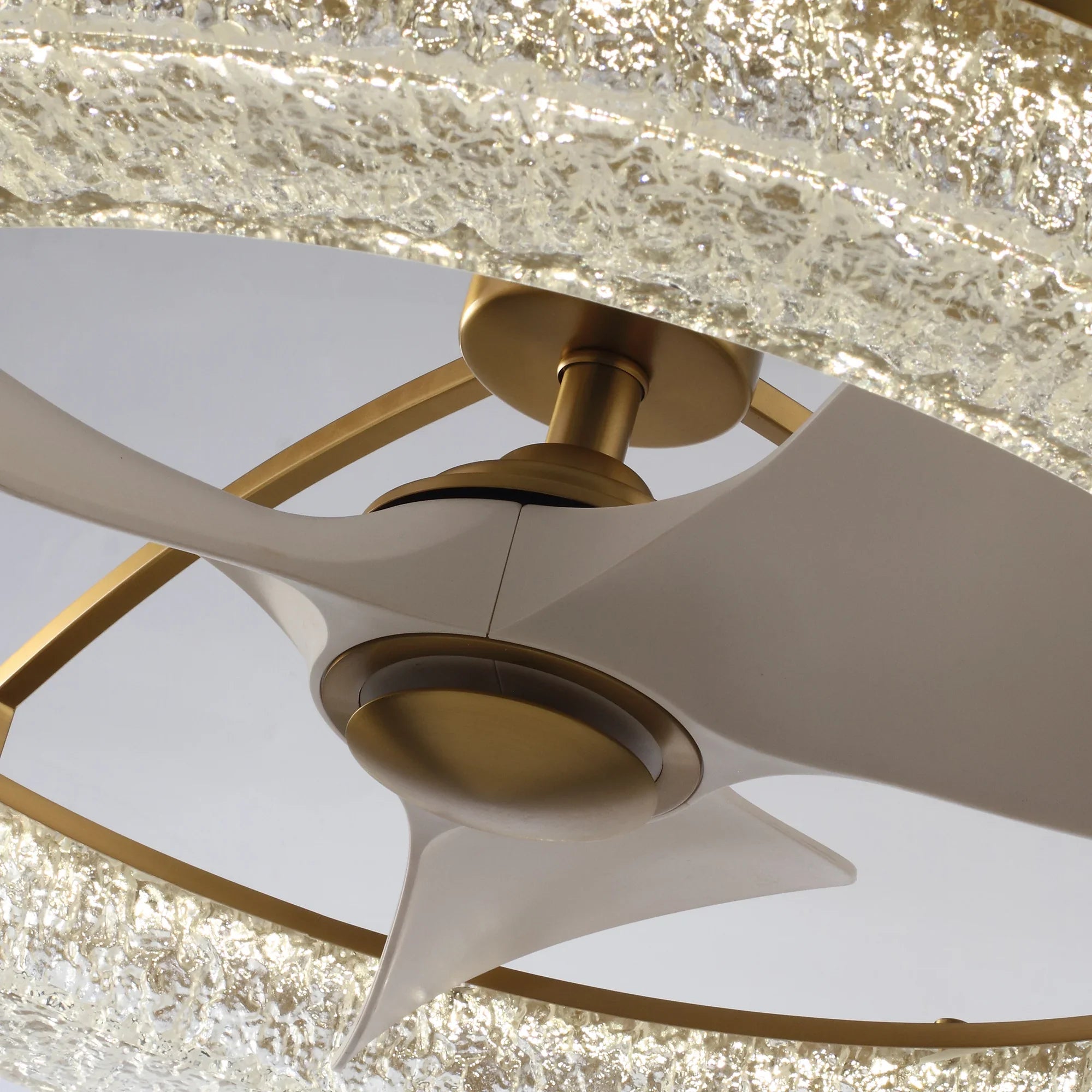 Perimost 32 Inch Andrea Electroplated Golden Luxury LED Fandelier with Remote Control