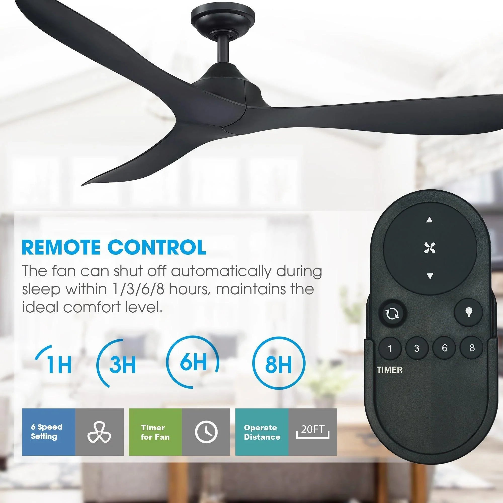 56" Eon Modern Reversible Ceiling Fan with Remote Control