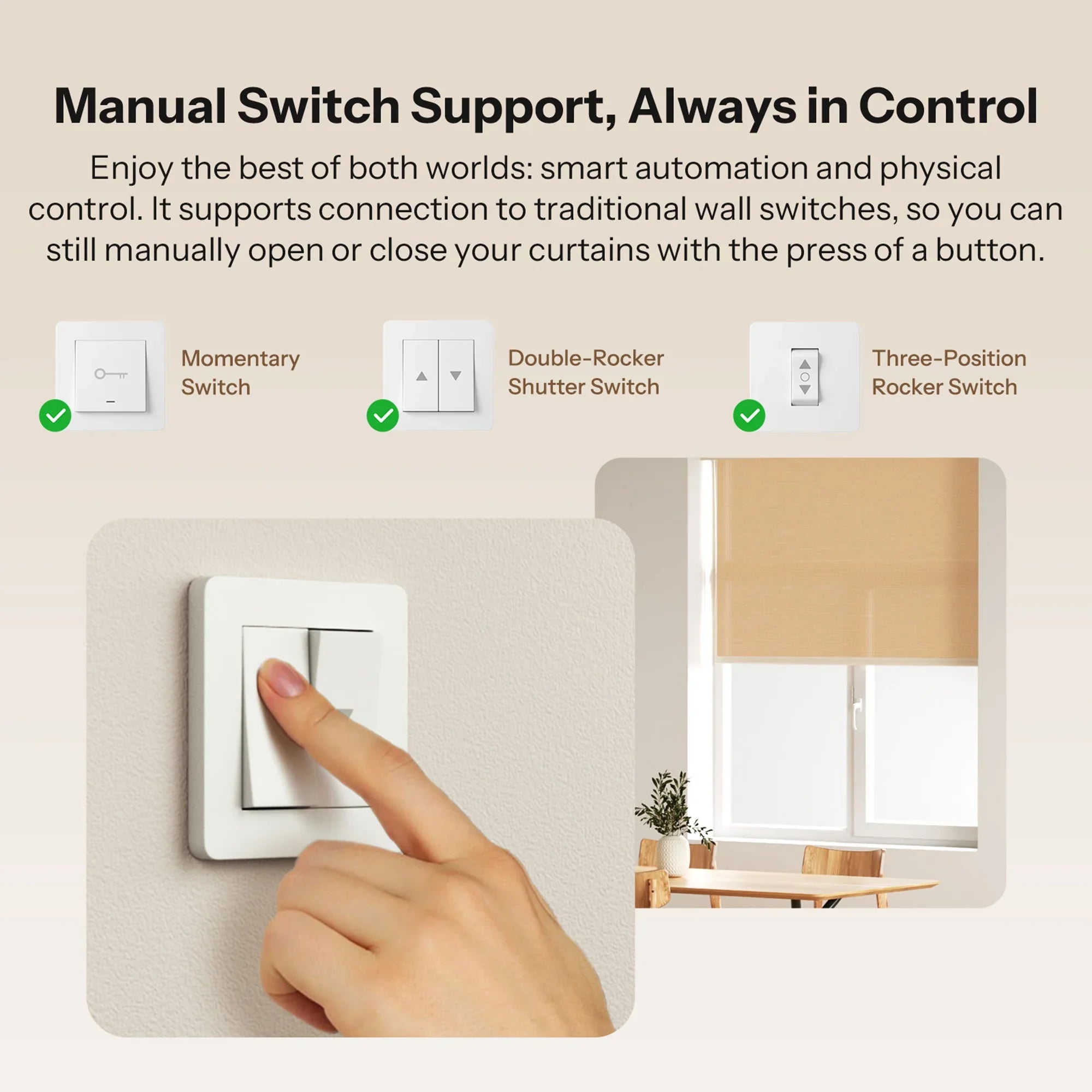 Zigbee MINI-ZBRBS Smart Roller Shutter Switch