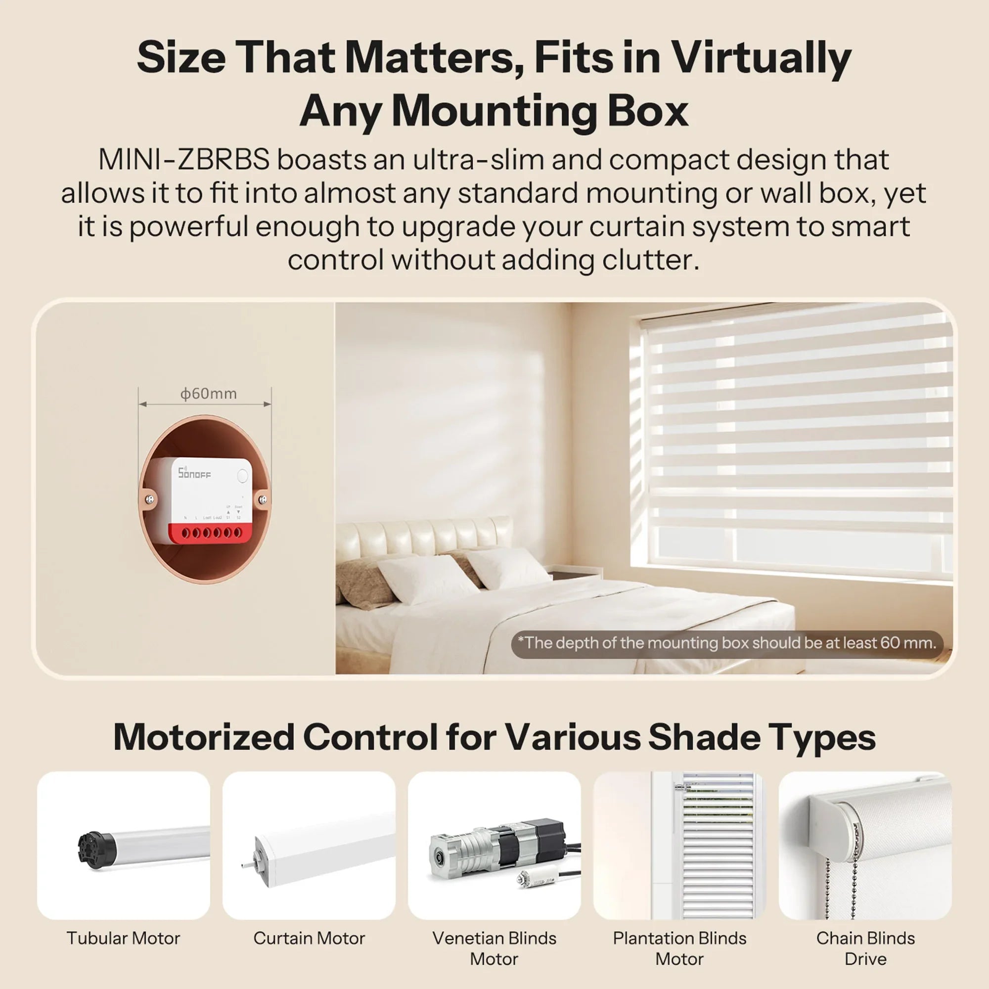 Zigbee MINI-ZBRBS Smart Roller Shutter Switch