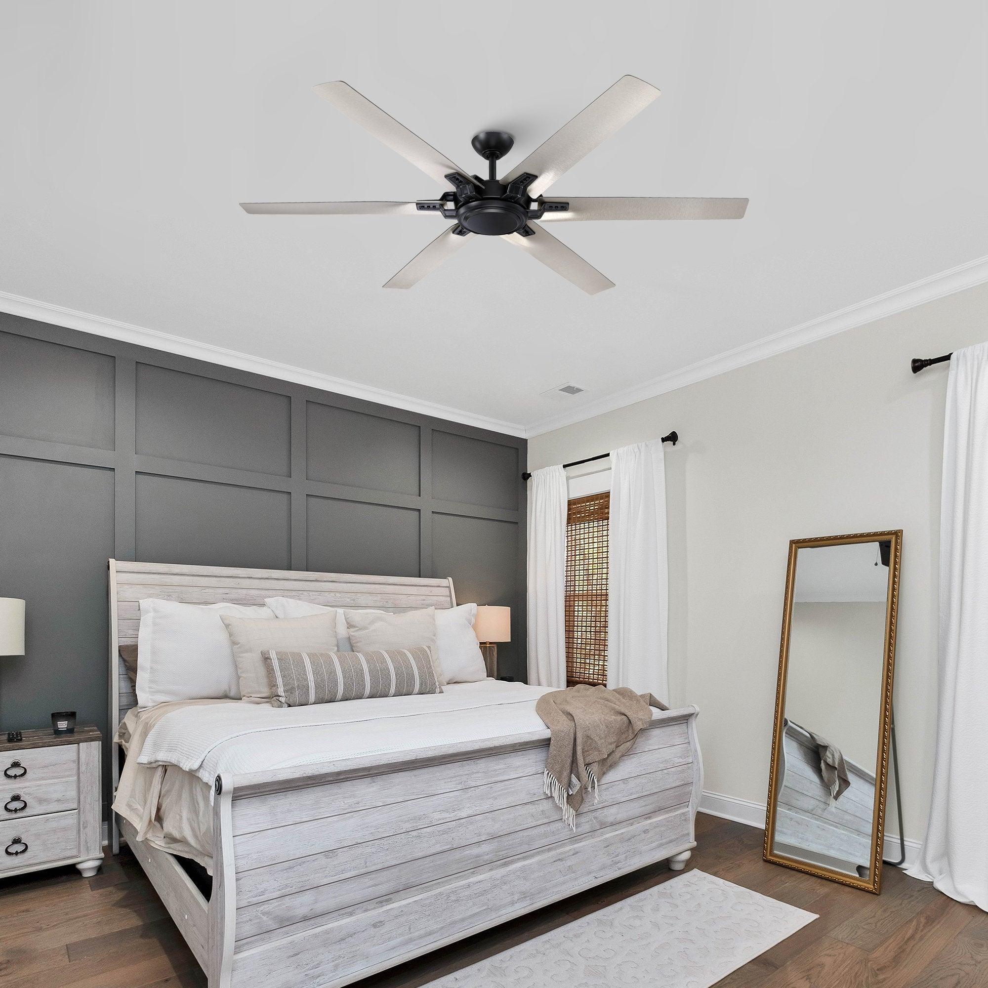 70" Madhya Pradesh Industrial DC Motor Downrod Mount Ceiling Fan with Remote Control - ParrotUncle