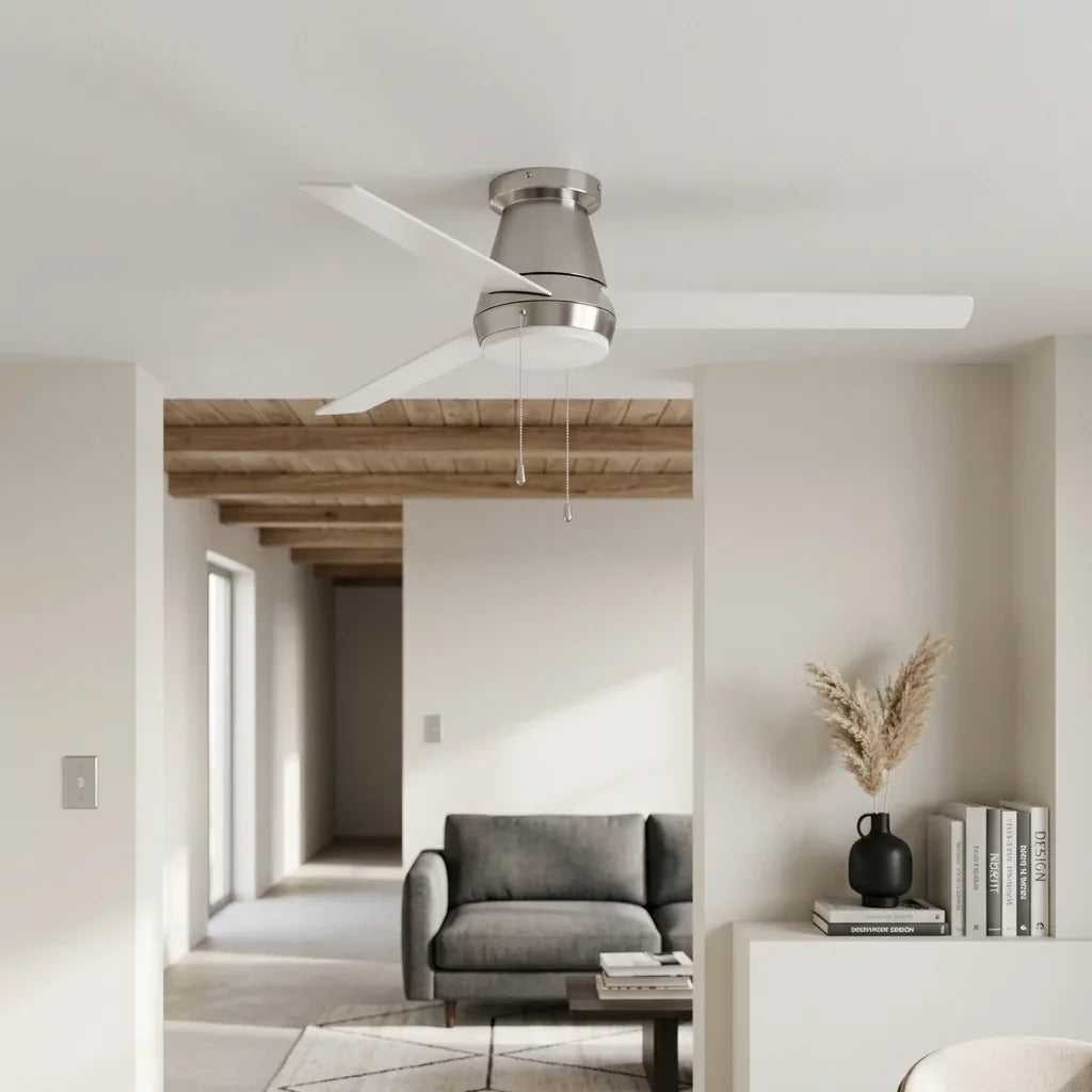 52 Inch Lewis Satin Nickel Pull-Chain LED Ceiling Fans