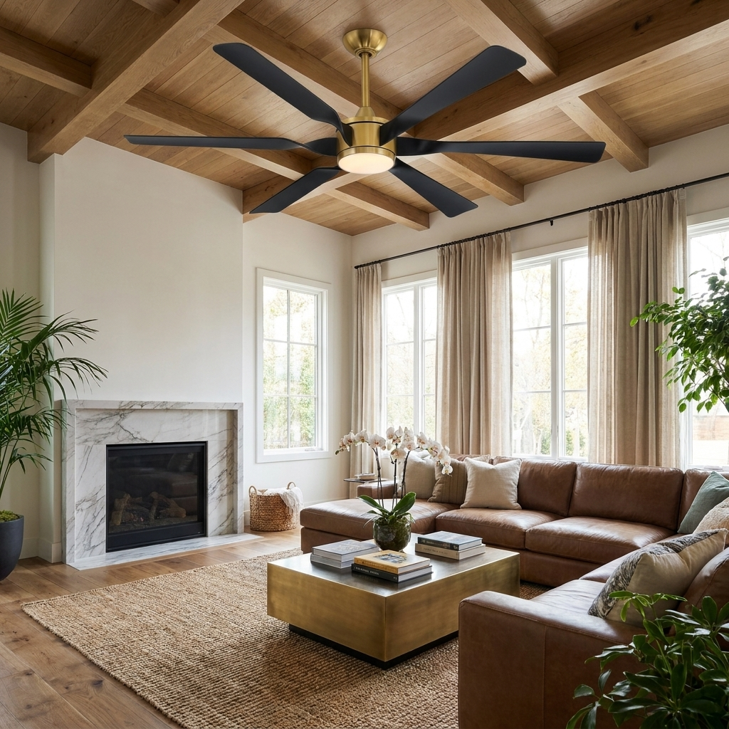 60 Inch Murphy Modern Golden LED Ceiling Fan with Black Blades