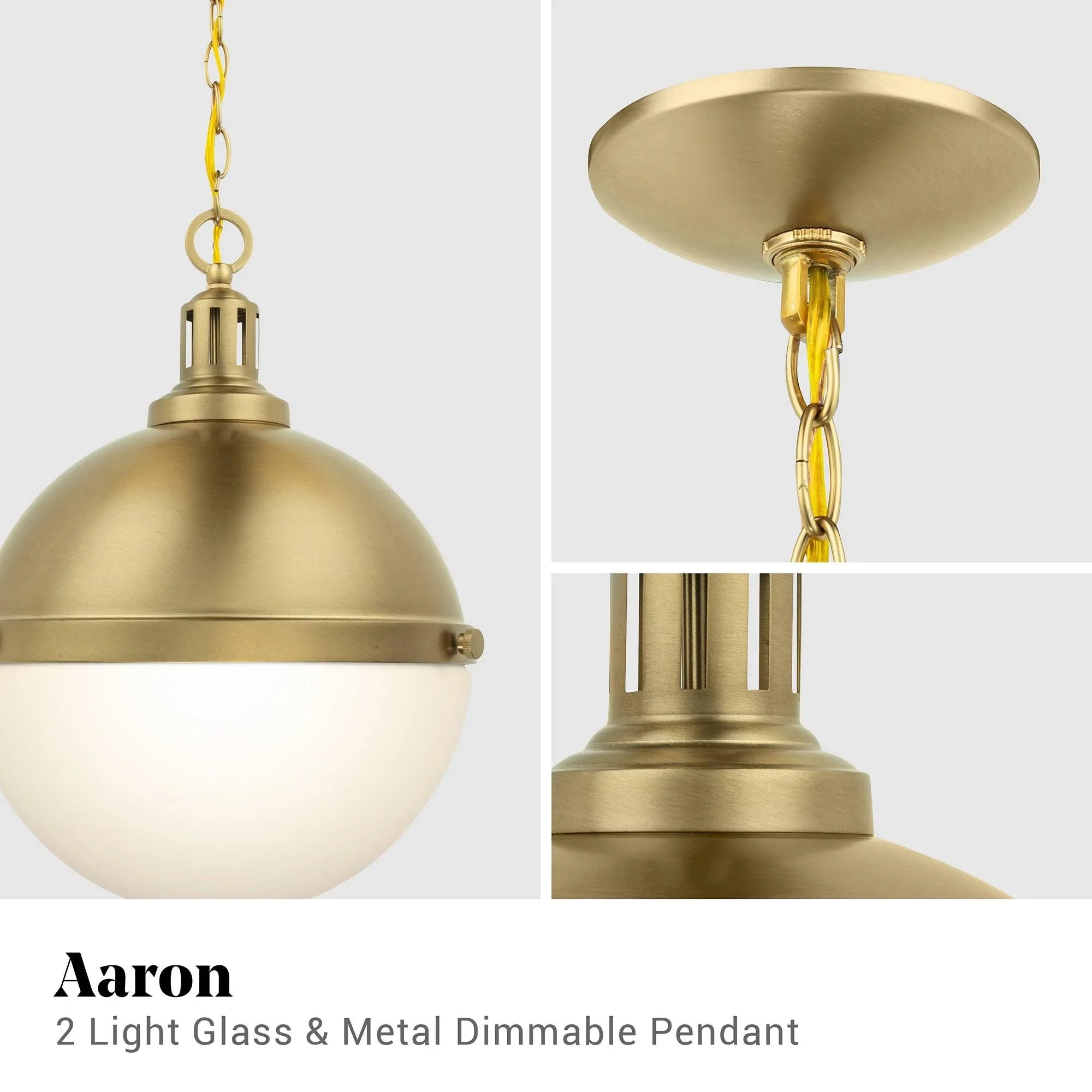 Aaron 12" 2-Light Gold Dimmable Island Pendant Light