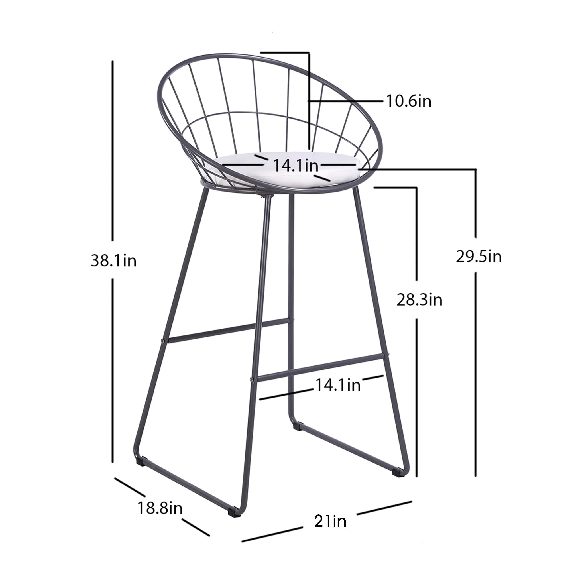 Set of 2 Nordic Bar Wrought Iron Stool Modern Minimalist Barstool