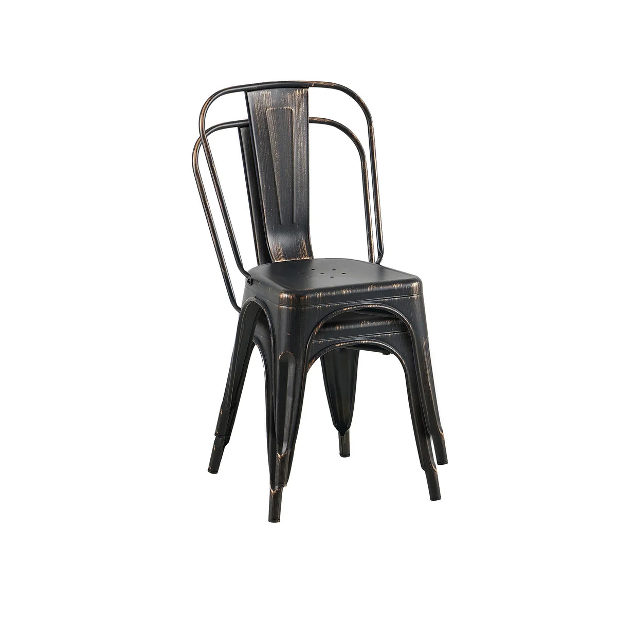 Set of 4 Industrial Metal Stackable Dining Chairs Indoor Outdoor for Kitchen, Cafe Bar