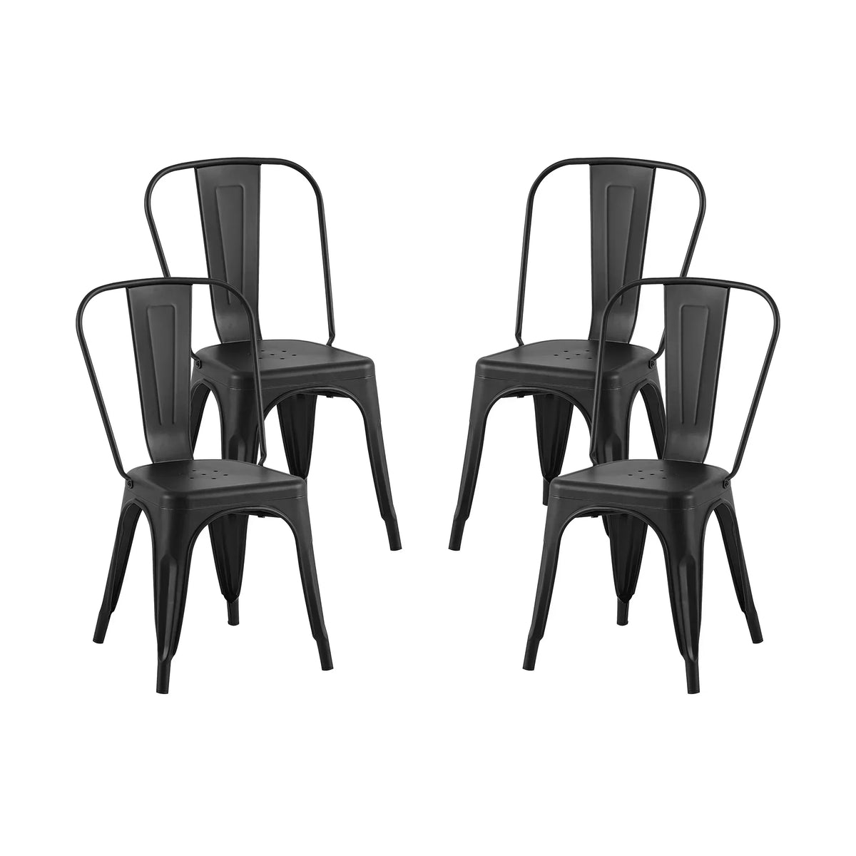Set of 4 Industrial Metal Stackable Dining Chairs Indoor Outdoor for Kitchen, Cafe Bar