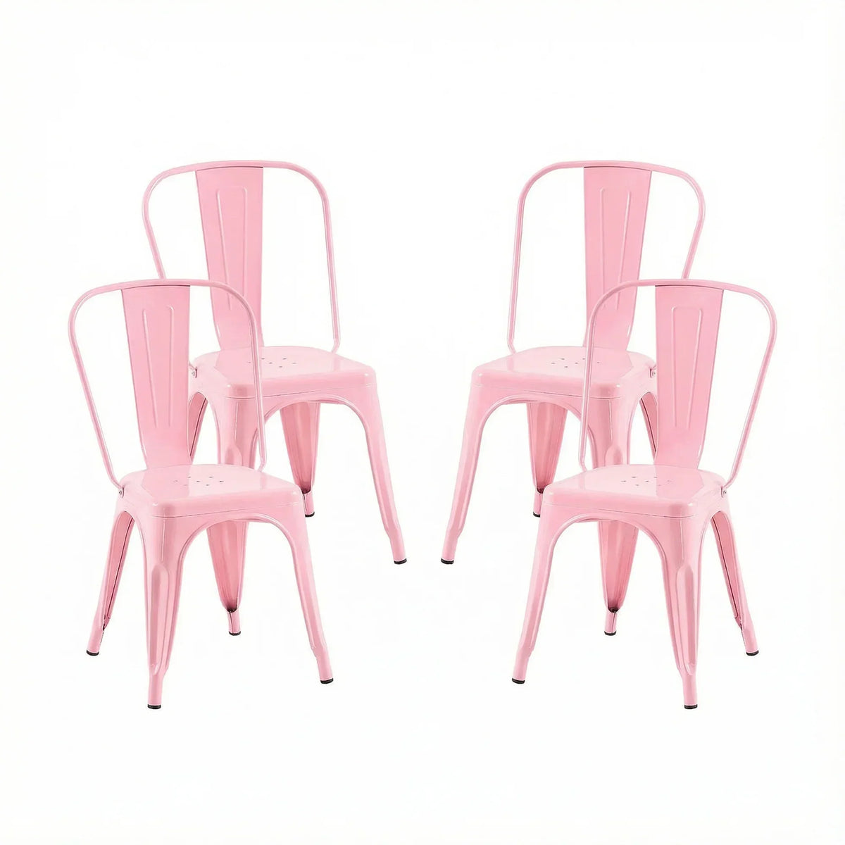 Set of 4 Industrial Metal Stackable Dining Chairs Indoor Outdoor for Kitchen, Cafe Bar