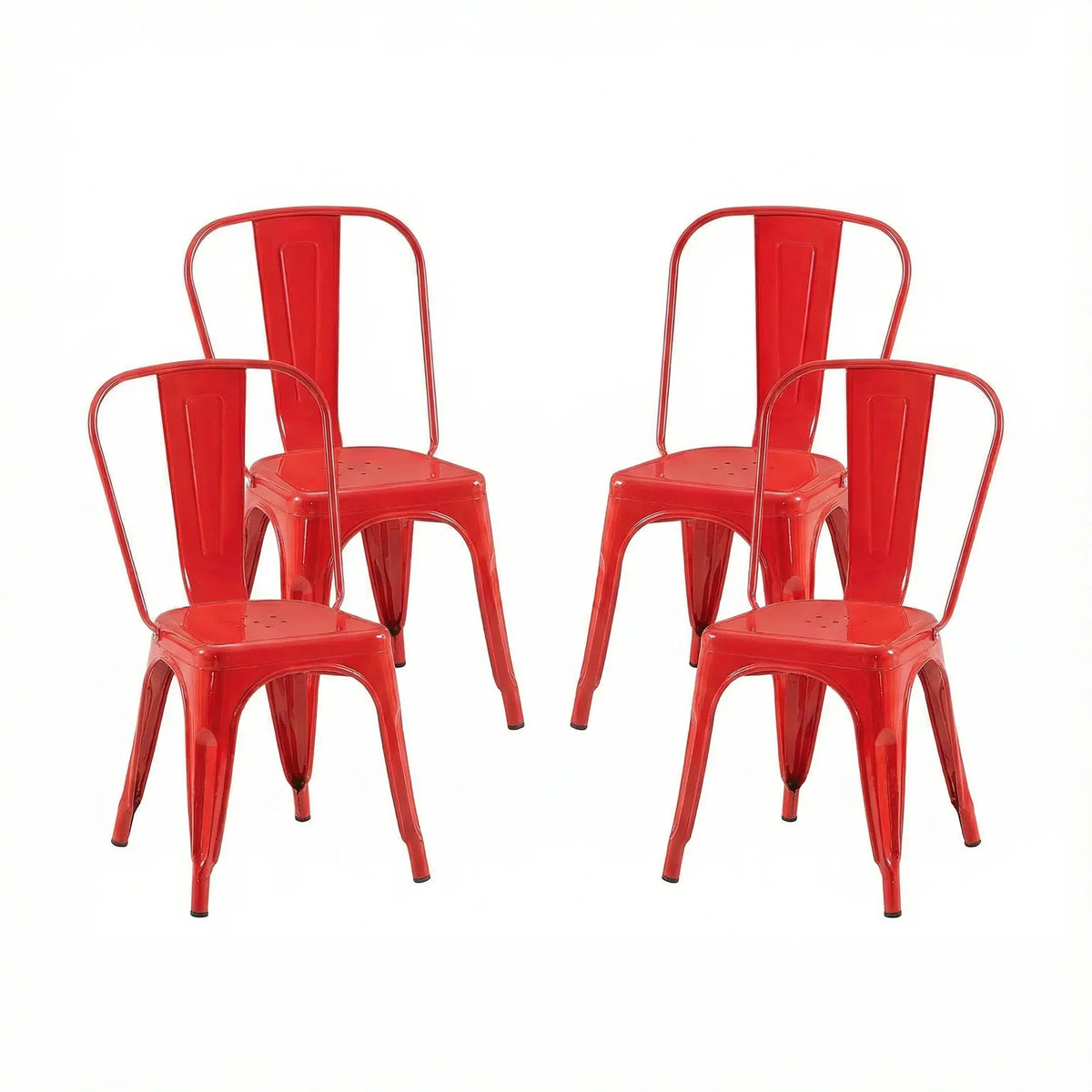 Set of 4 Industrial Metal Stackable Dining Chairs Indoor Outdoor for Kitchen, Cafe Bar