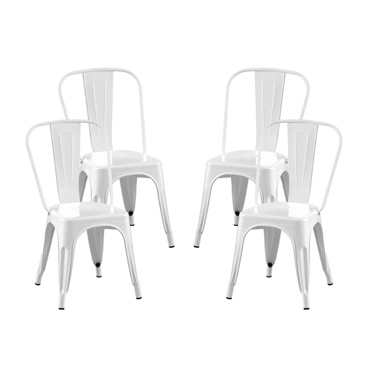 Set of 4 Industrial Metal Stackable Dining Chairs Indoor Outdoor for Kitchen, Cafe Bar