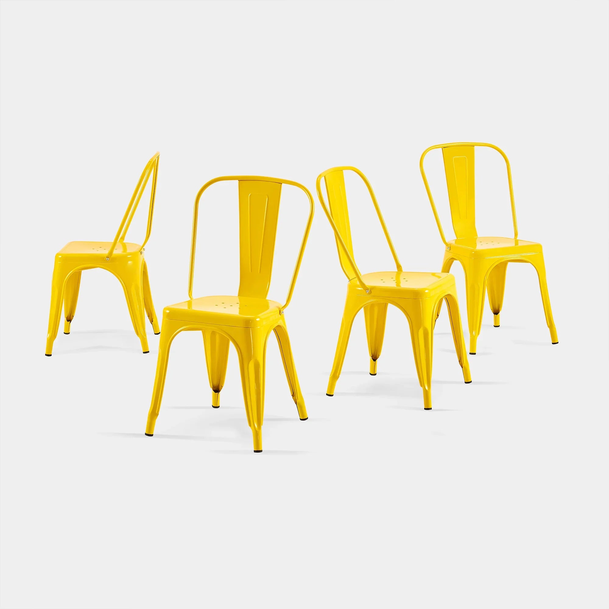 Set of 4 Industrial Metal Stackable Dining Chairs Indoor Outdoor for Kitchen, Cafe Bar