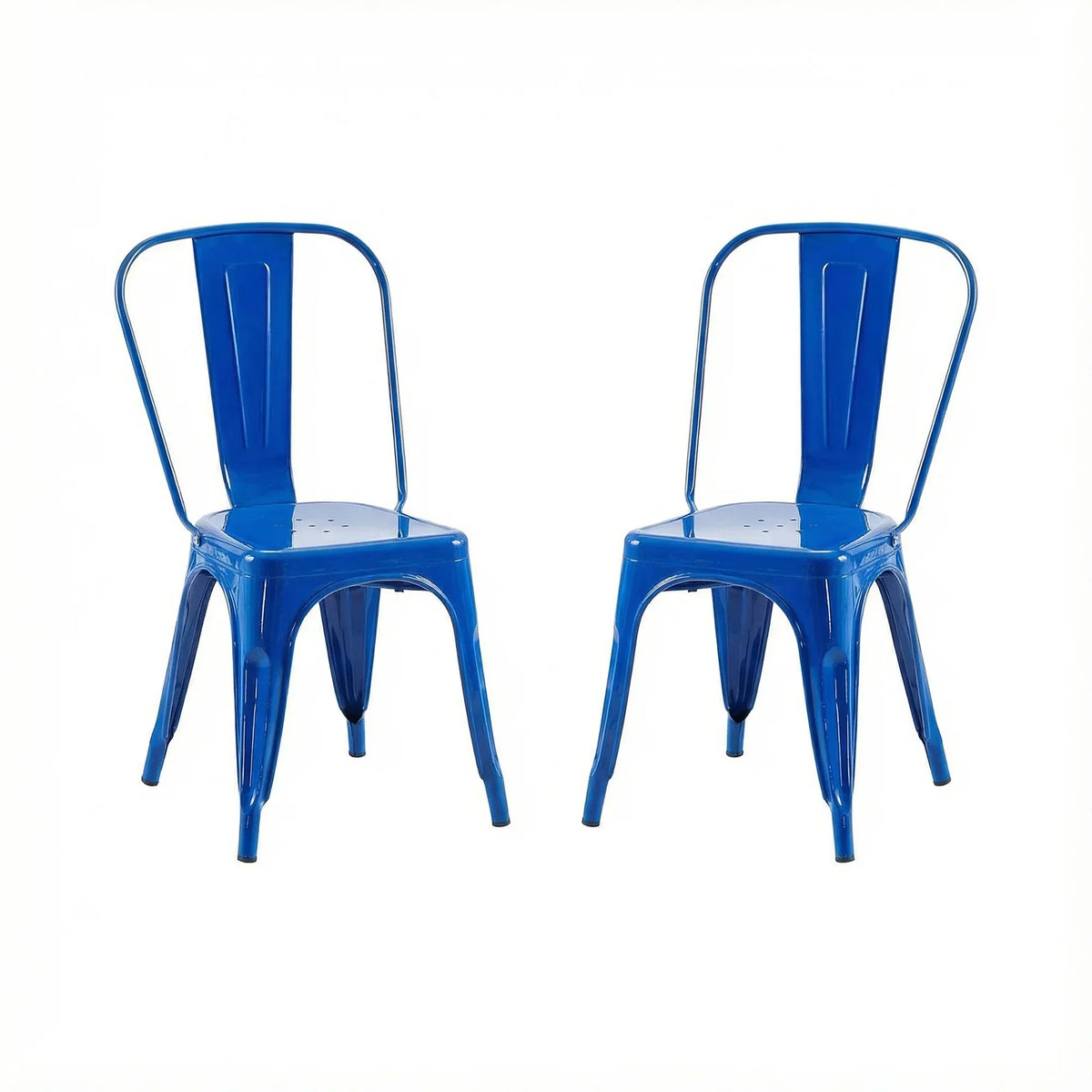 Set of 2 Industrial Metal Stackable Dining Chairs Indoor Outdoor for Kitchen Restaurant Cafe Bar