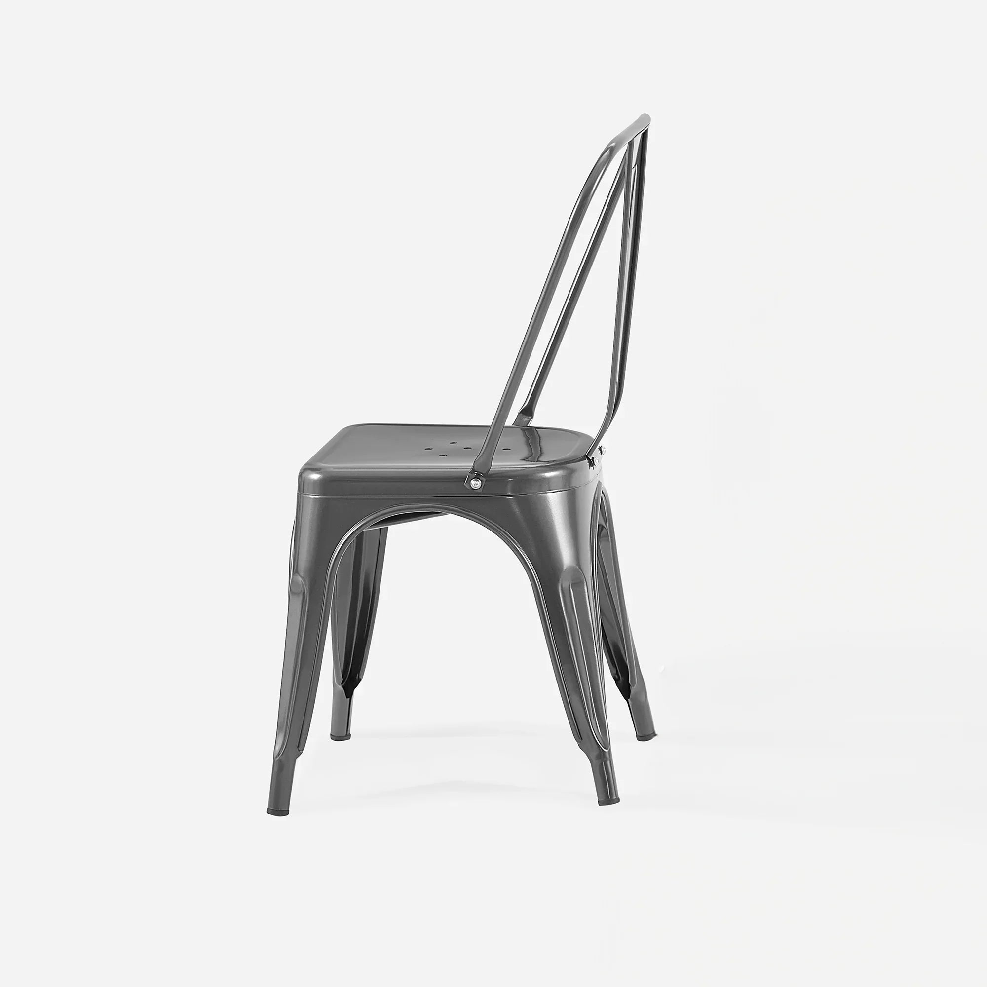 Set of 2 Industrial Metal Stackable Dining Chairs Indoor Outdoor for Kitchen Restaurant Cafe Bar