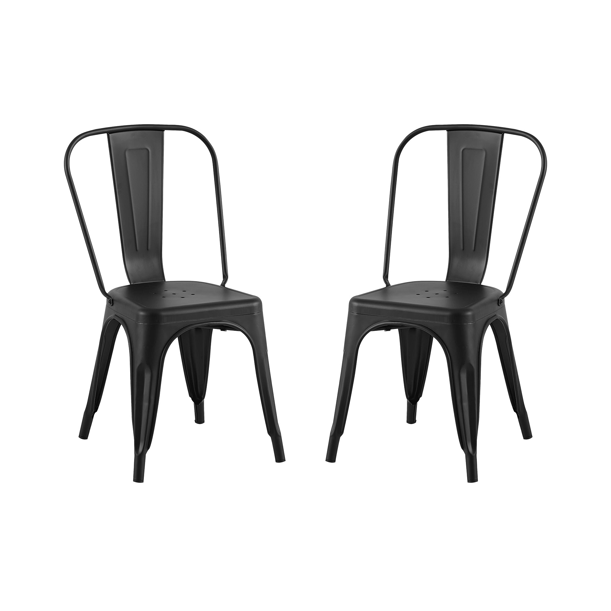 Set of 2 Industrial Metal Stackable Dining Chairs Indoor Outdoor for Kitchen Restaurant Cafe Bar