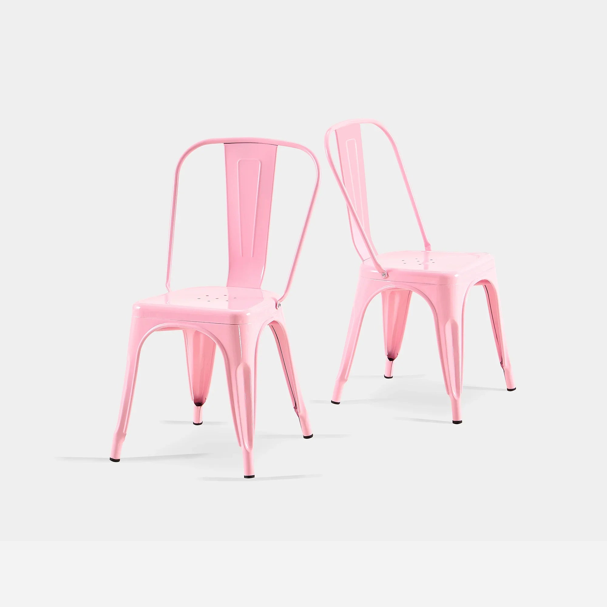 Set of 2 Industrial Metal Stackable Dining Chairs Indoor Outdoor for Kitchen Restaurant Cafe Bar