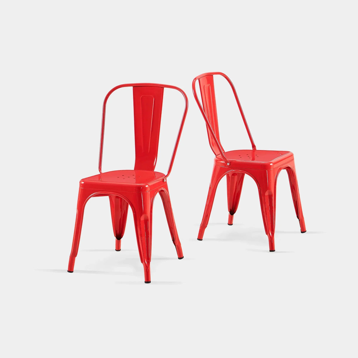 Set of 2 Industrial Metal Stackable Dining Chairs Indoor Outdoor for Kitchen Restaurant Cafe Bar