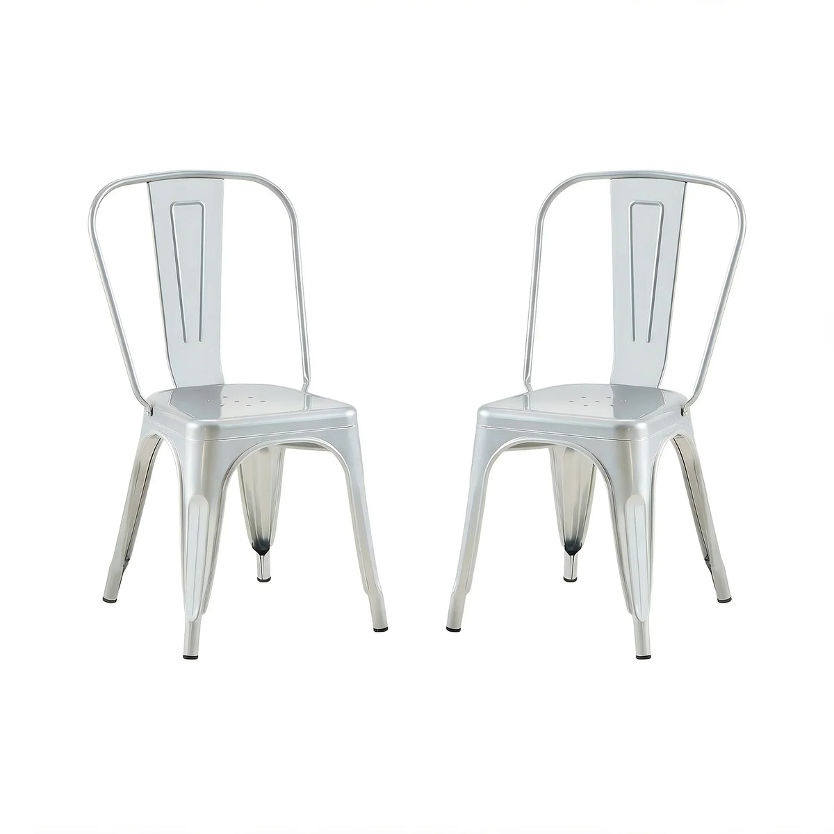 Set of 2 Industrial Metal Stackable Dining Chairs Indoor Outdoor for Kitchen Restaurant Cafe Bar