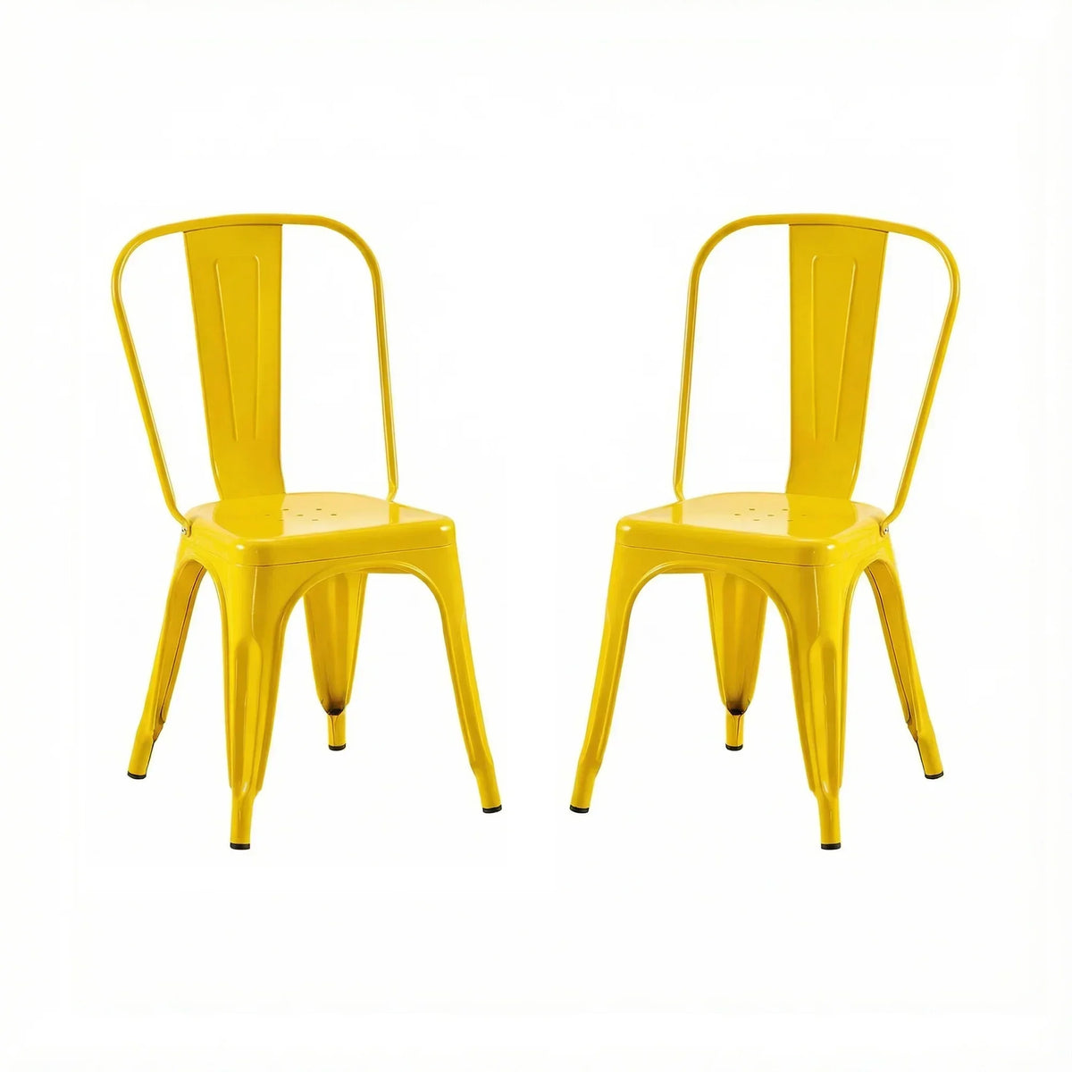Set of 2 Industrial Metal Stackable Dining Chairs Indoor Outdoor for Kitchen Restaurant Cafe Bar