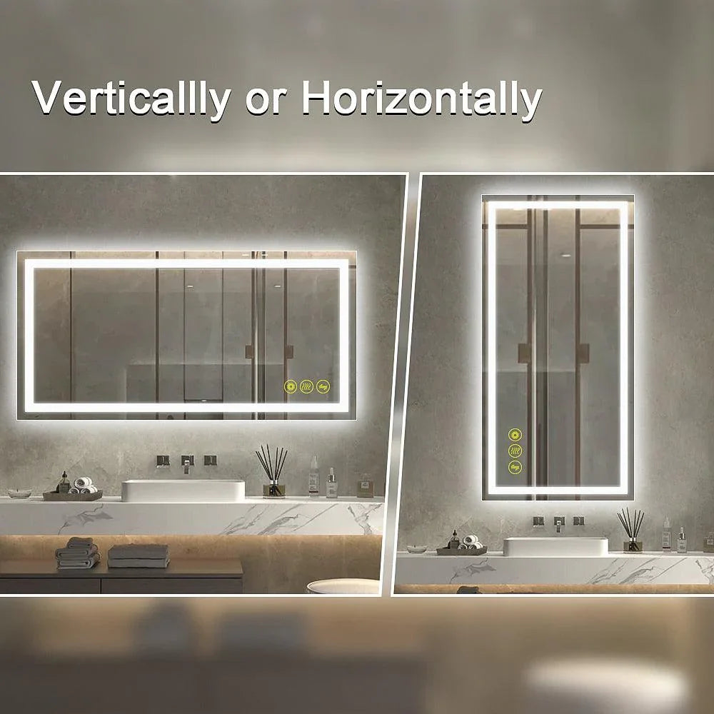 GlareGuard Rectangular Anti-Fog Dimmable Backlit LED Bathroom Vanity Mirror