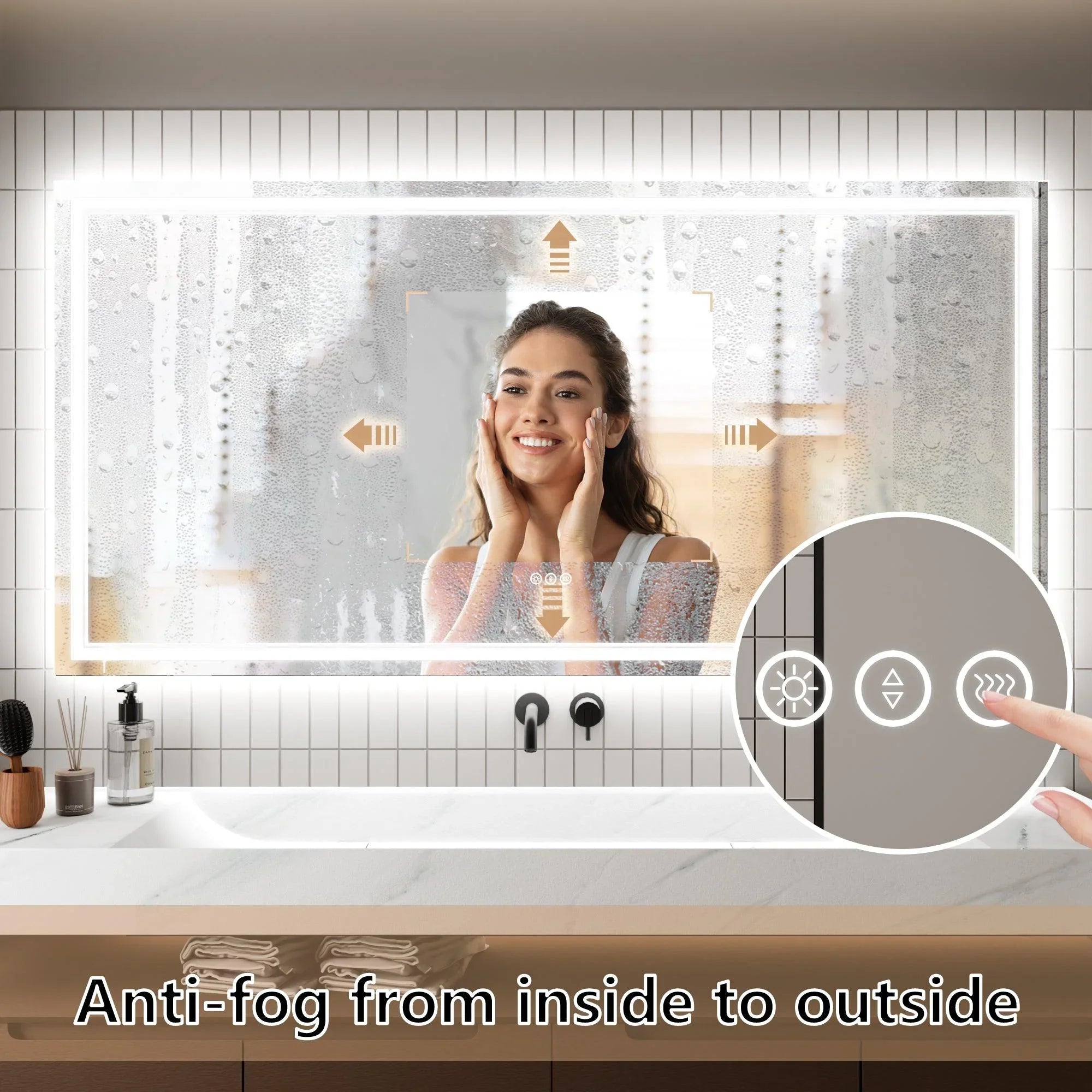 GlareGuard Anti-Fog Bathroom Dimmable Led Mirror Backlit Illuminated Mirror Touch Switch