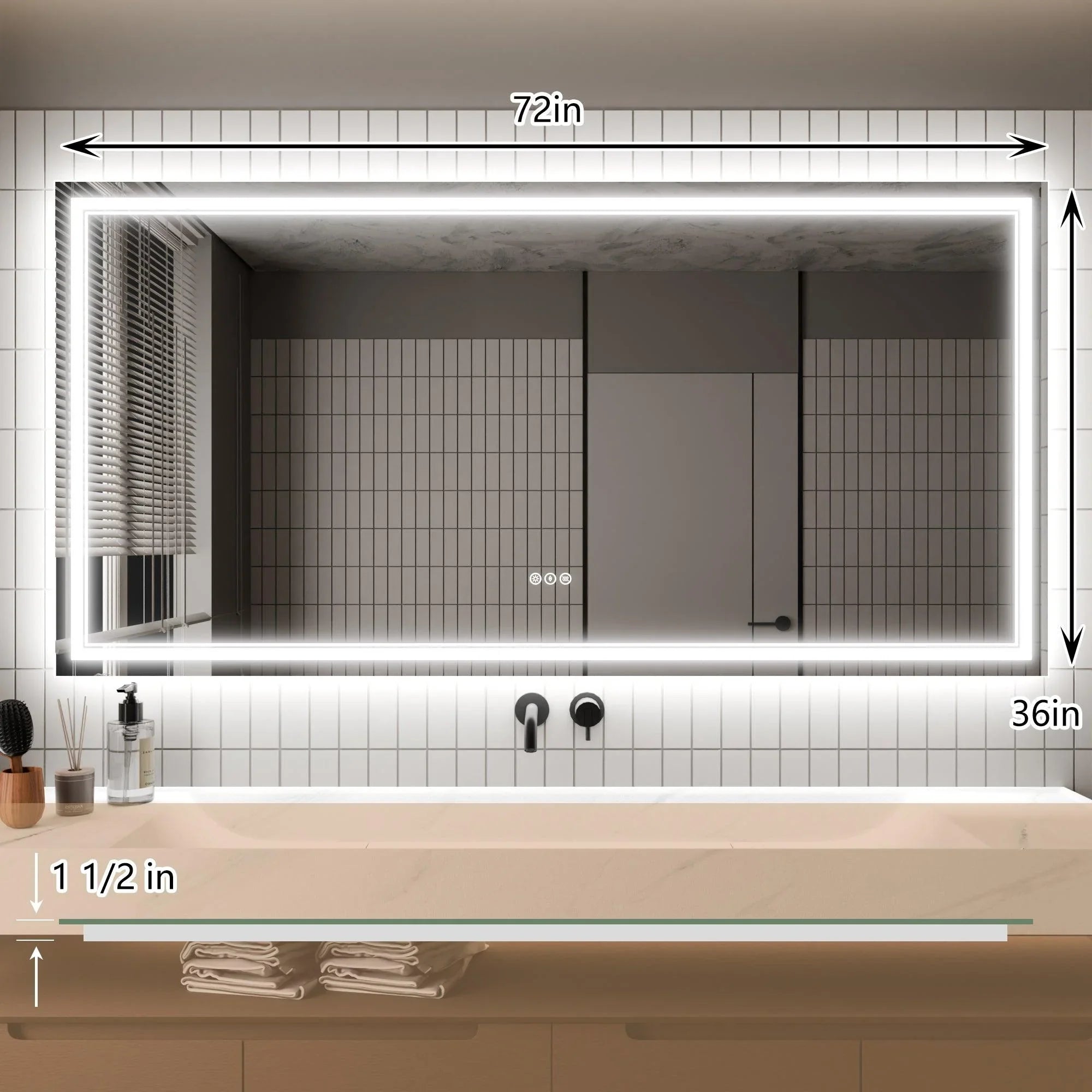 GlareGuard Anti-Fog Bathroom Dimmable Led Mirror Backlit Illuminated Mirror Touch Switch