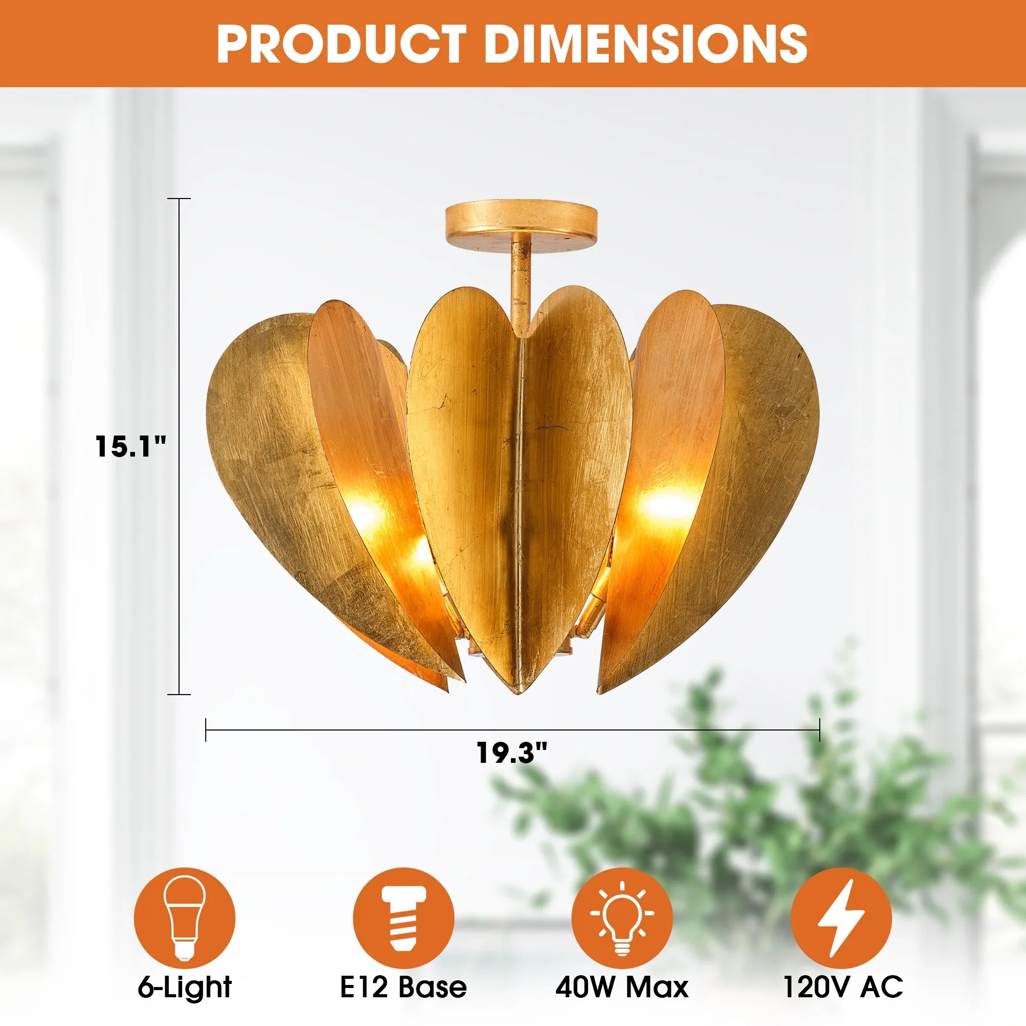 Elvira Farmhouse Gold Hexagonal Ceiling Light
