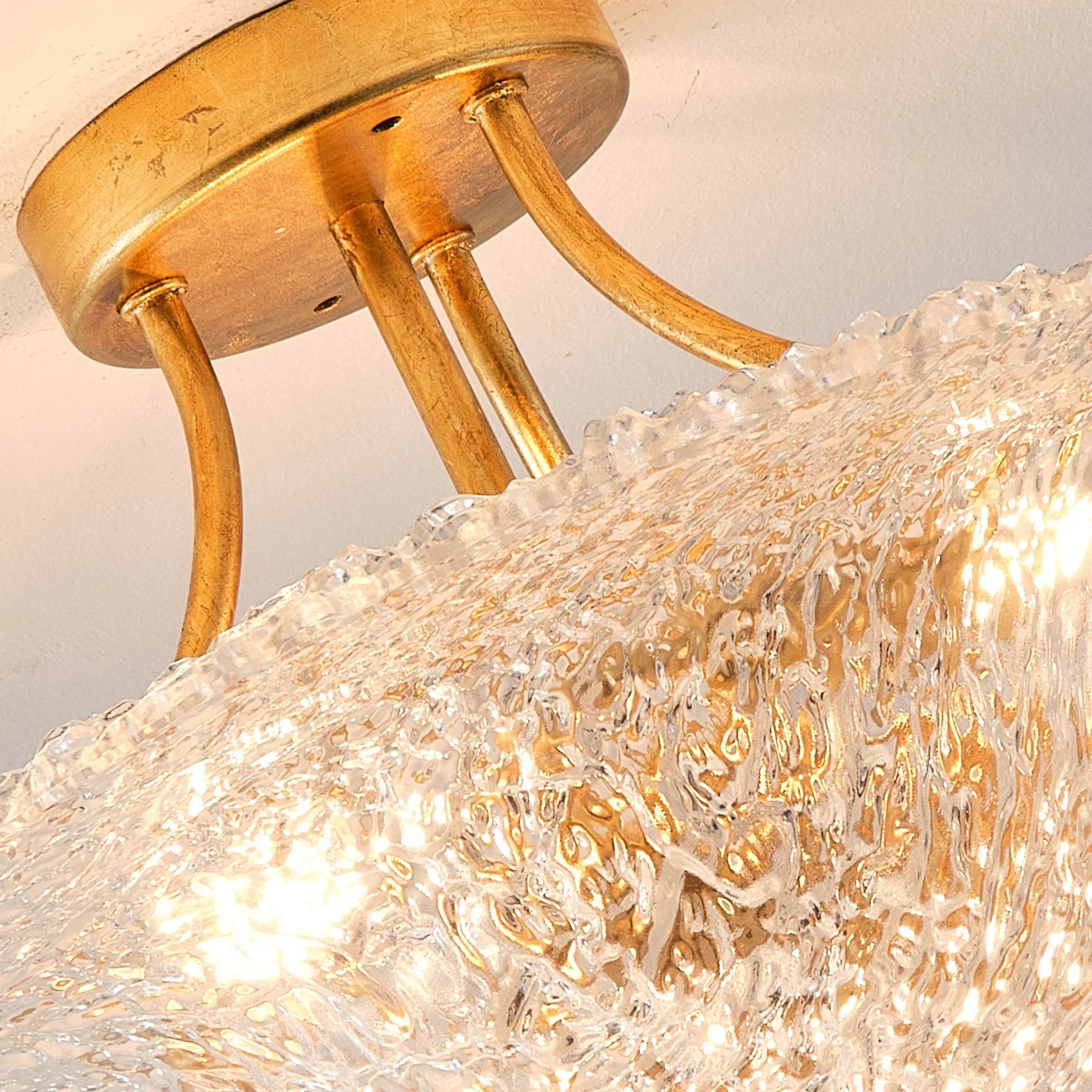 16 Inch Page 3-Light Vintage Golden Semi-Flush Mount Ceiling Light
