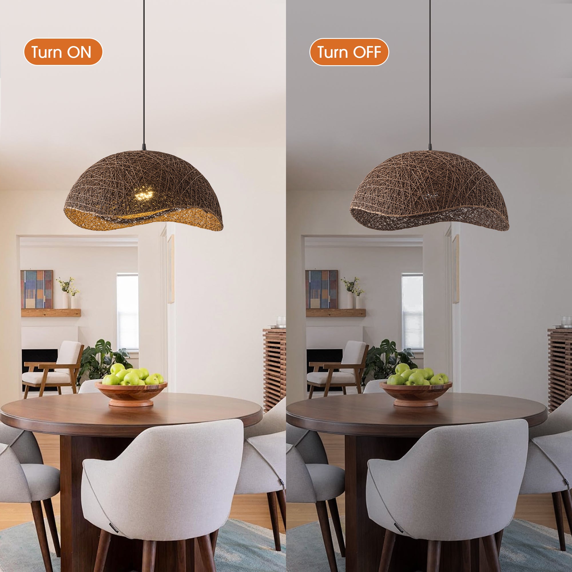20" Sandy Bohemian Handwoven Rattan Island Pendant Light