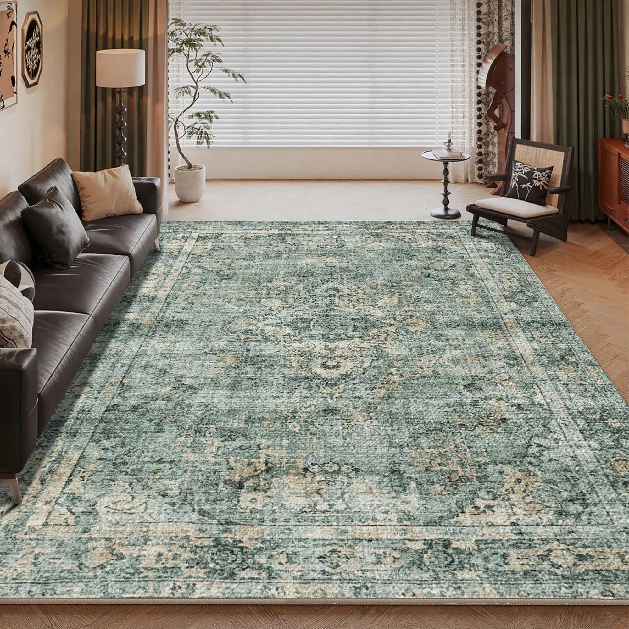 7ft x 5ft Vintage Indoor Non-Slip Washable Large Area Rugs for Bedroom Living Room