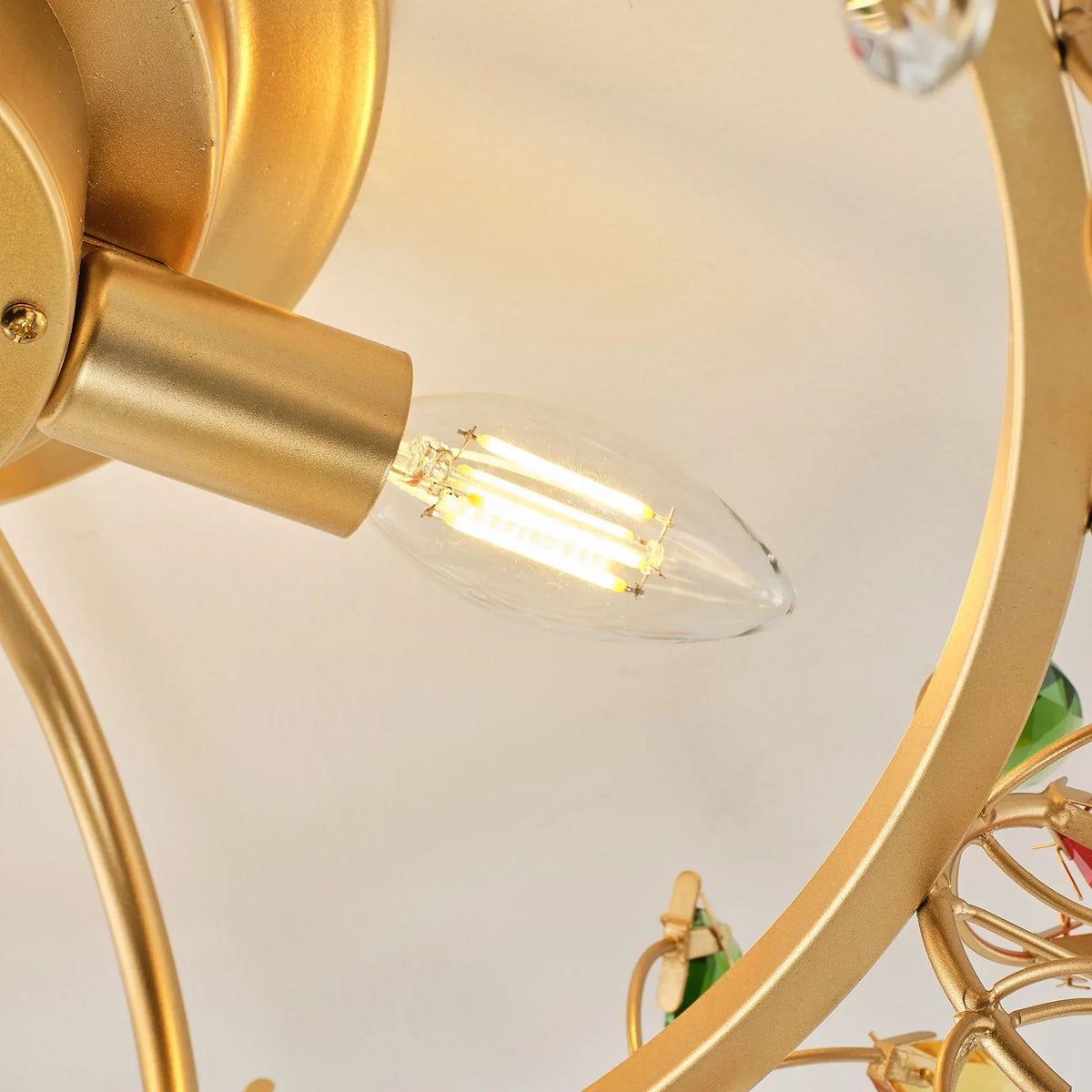 23" Clara Golden Crystal Flush Mount Ceiling Fan with Light and Remote