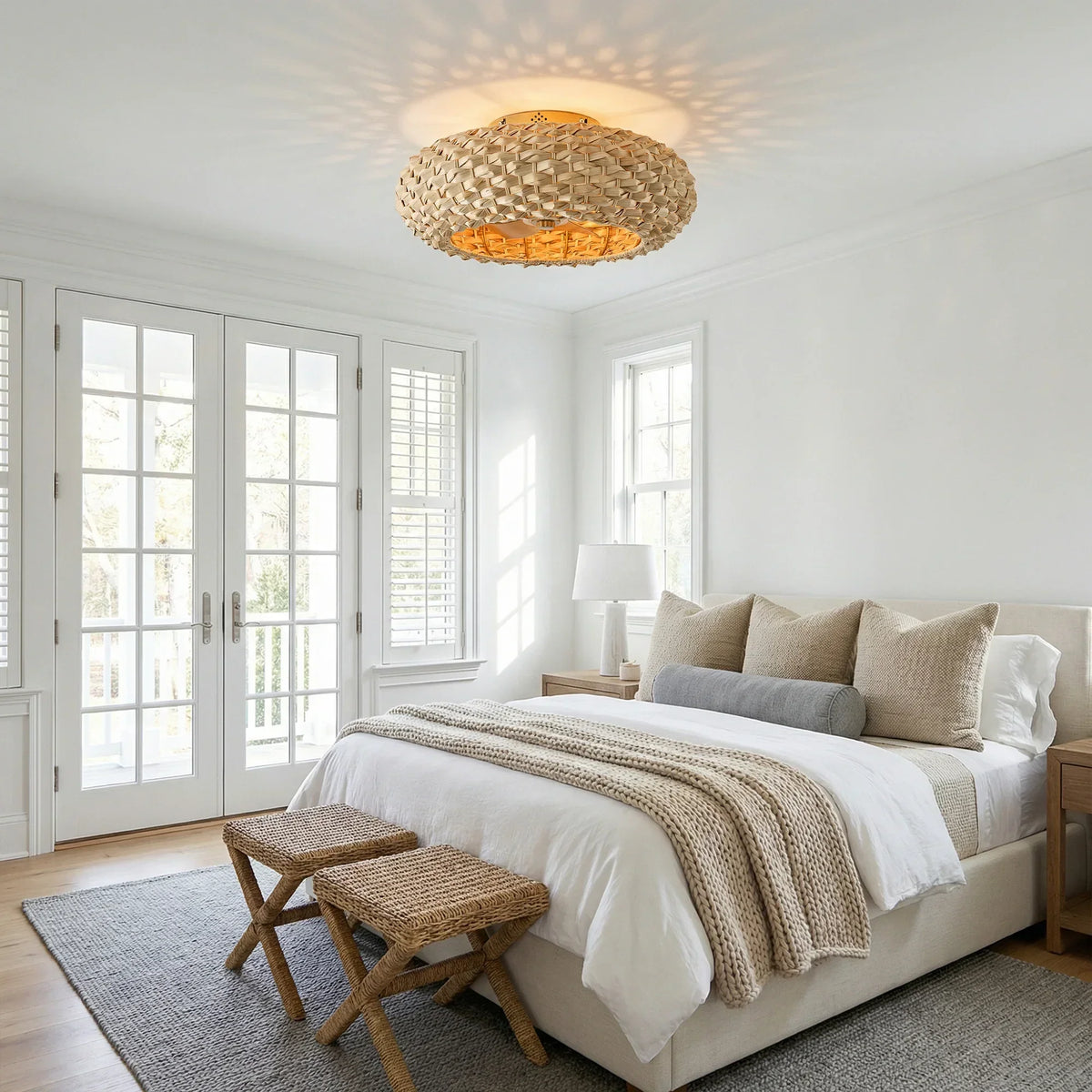 21" Myron Bohemian Flush Mount Ceiling Fan with Light