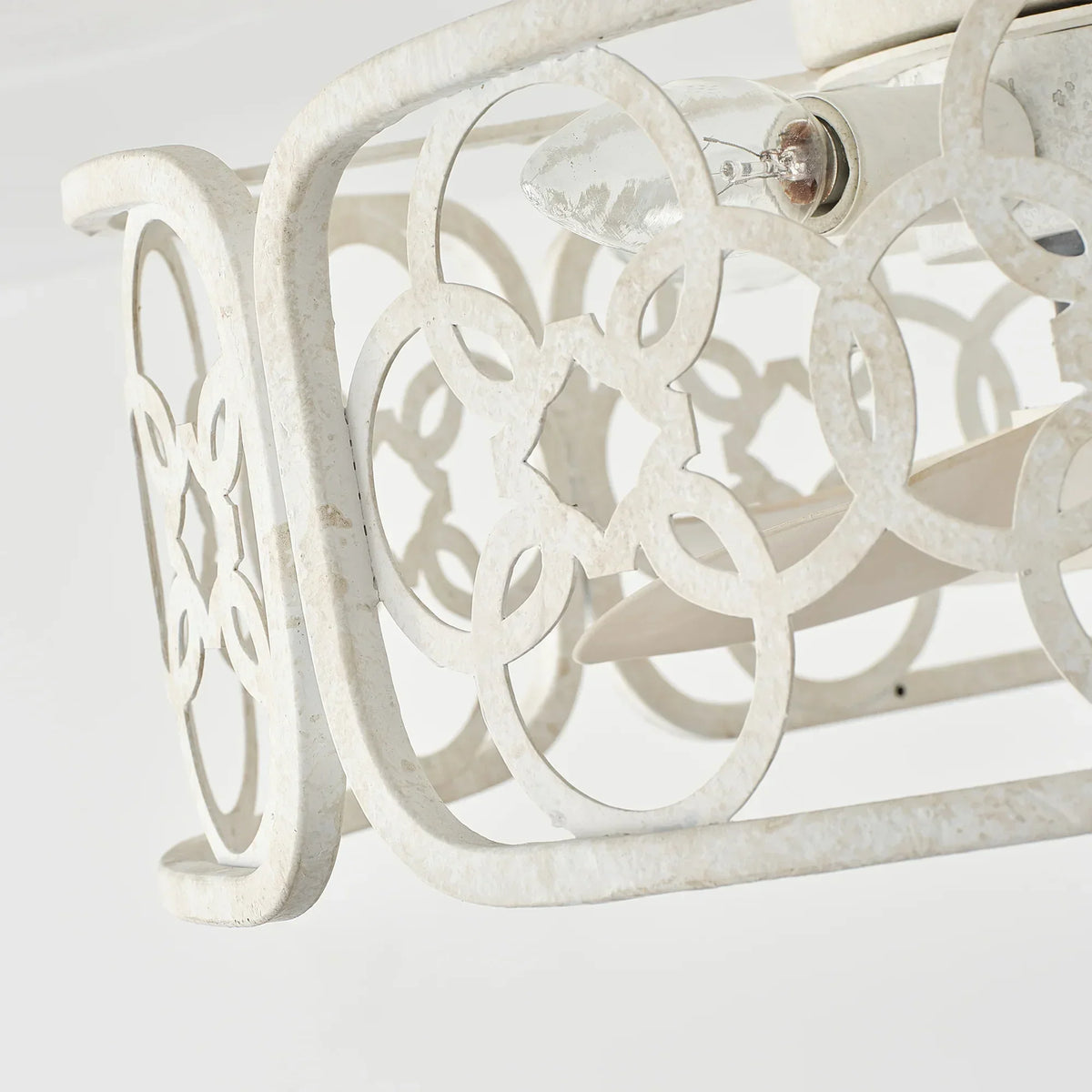 18" Leif Distressed White Flush Mount Ceiling Fan with Light
