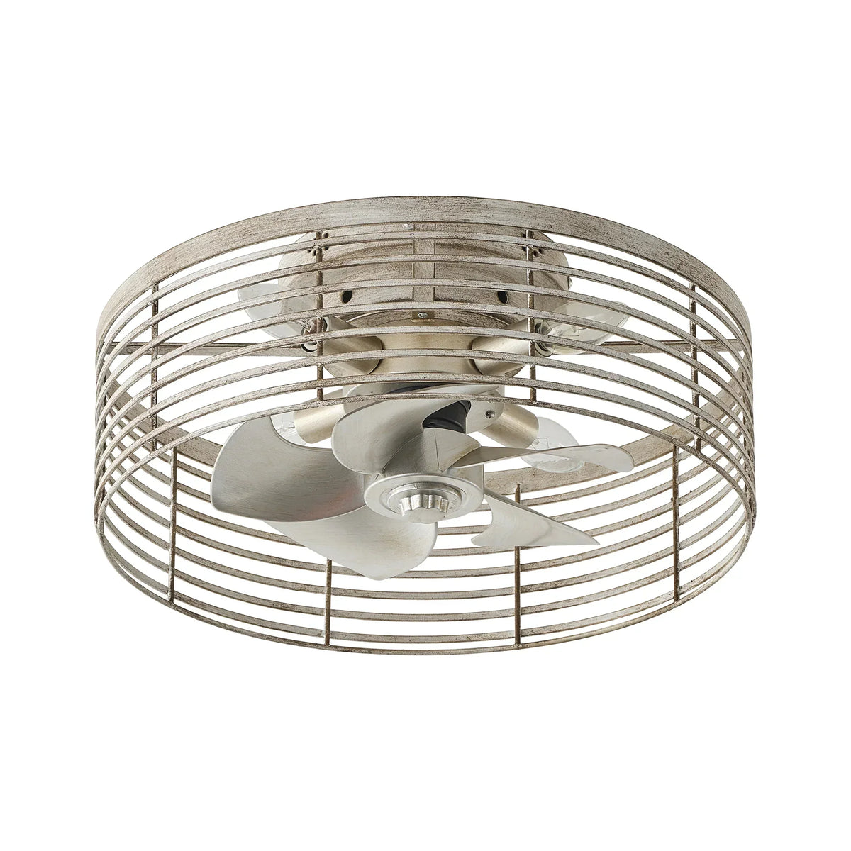 18" Ralap Distressed White Flush Mount Ceiling Fan with Light