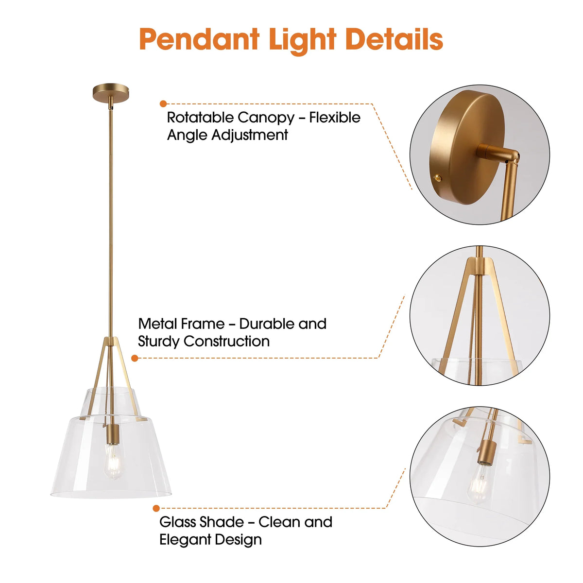 15" Todd Modern 1-Light Brushed Brass Island Pendant Light