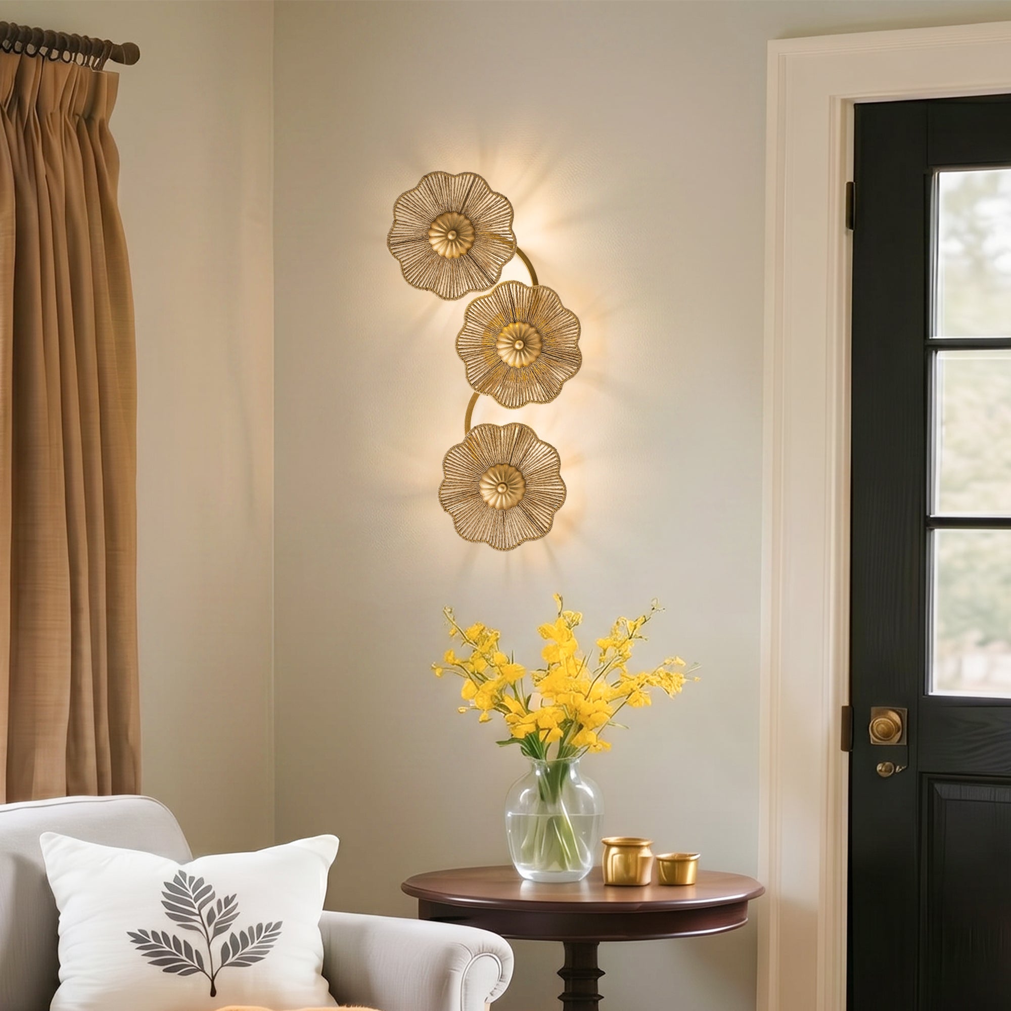 Amos 3-Light Bohemian Golden Wall Sconce Lighting