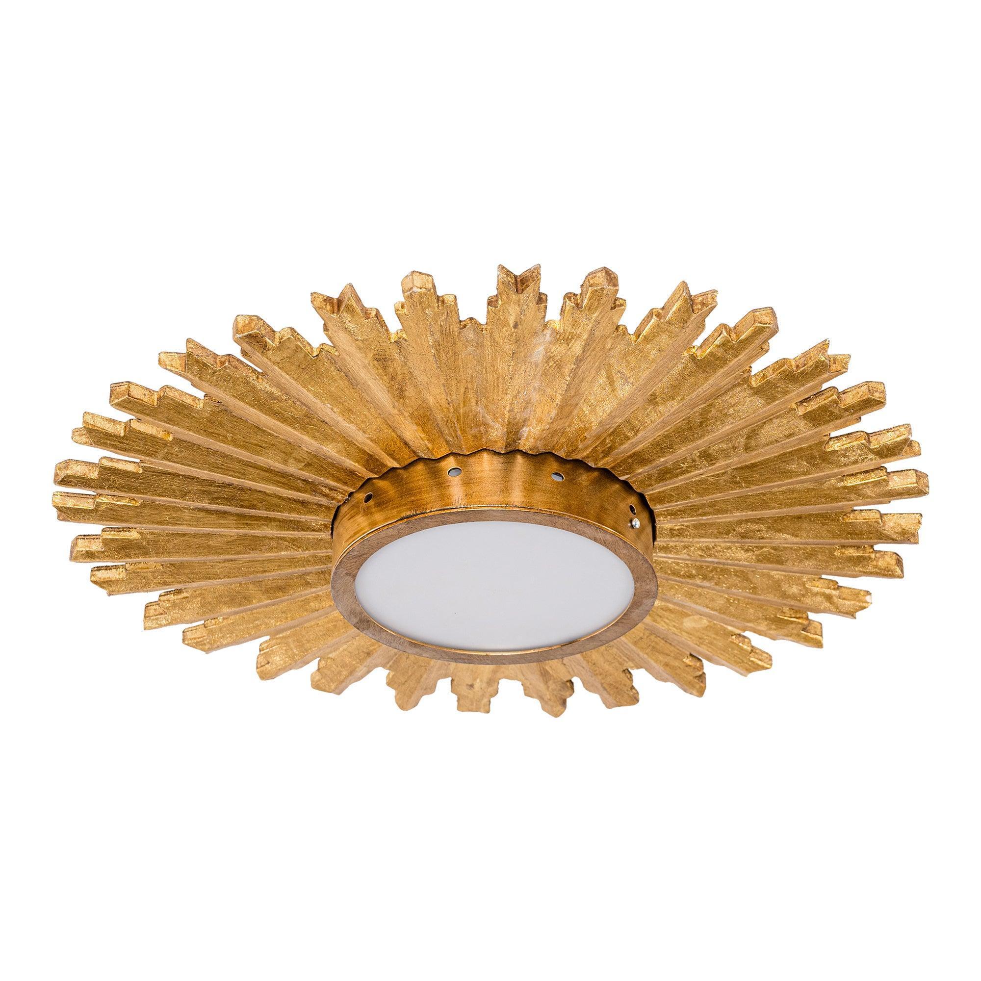 Golden Sunburst 2 Light Flush Mount Lighting