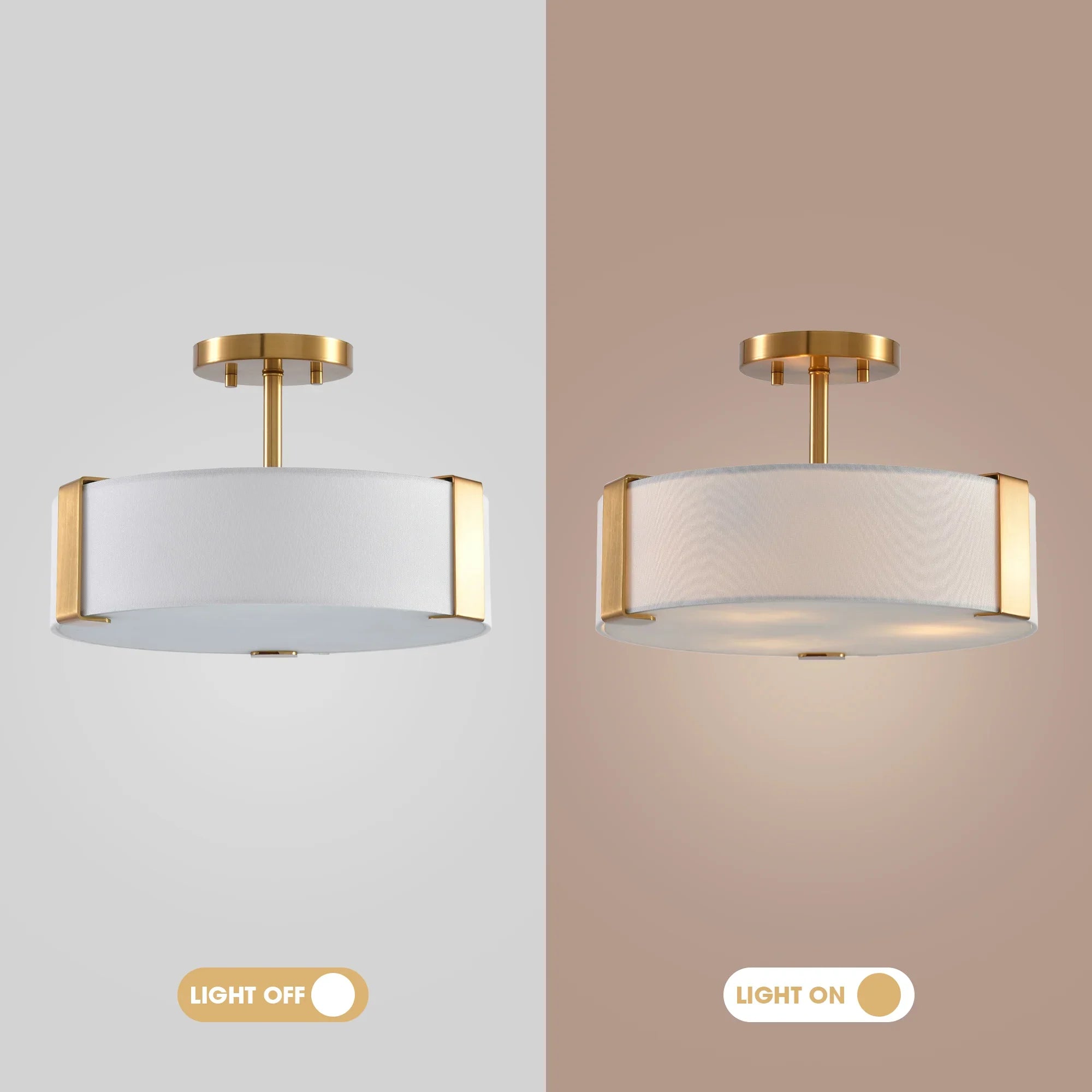 14 Inch Ella 3-Light Electroplate Golden Semi-Flush Mount Ceiling Light