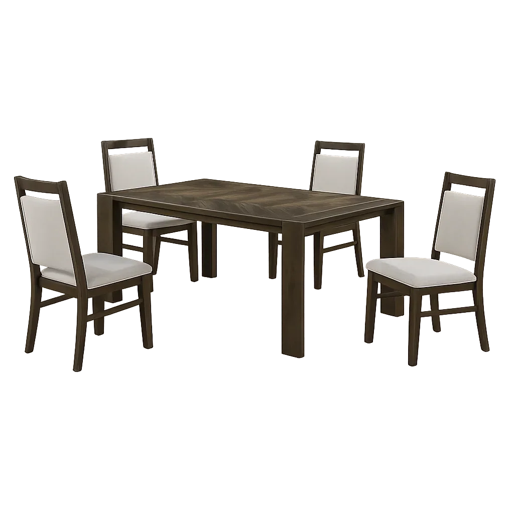 Coppet 71" Dark Walnut Rectangle Dining Table with Side Chairs