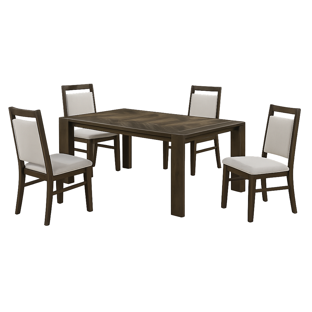 Coppet 71" Dark Walnut Rectangle Dining Table with Side Chairs