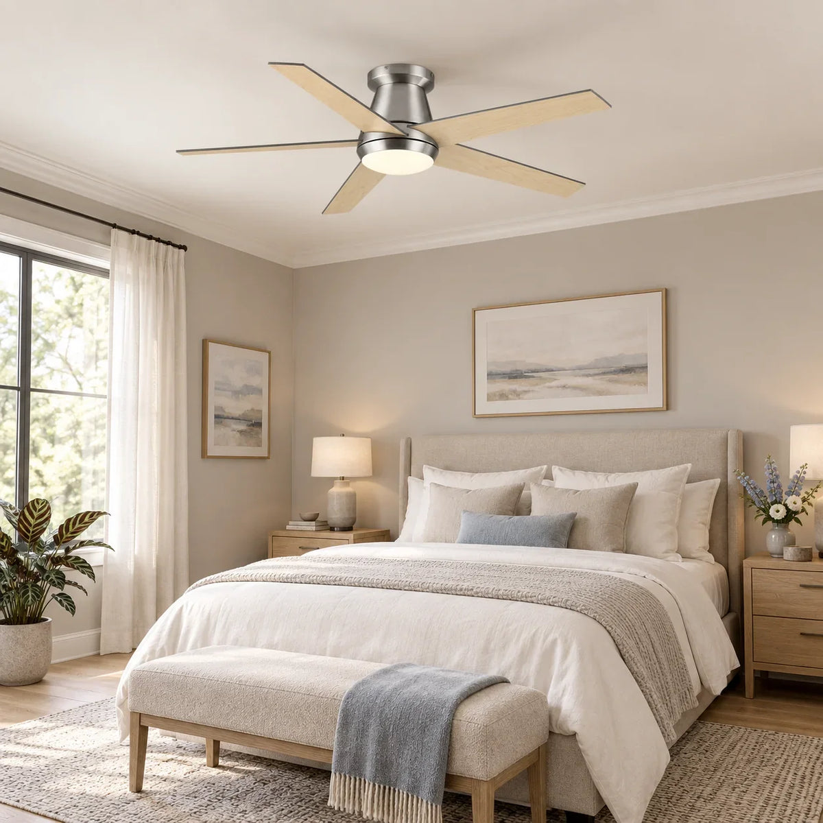 52 Inch Gavin Modern Flush Mount LED Ceiling Fan