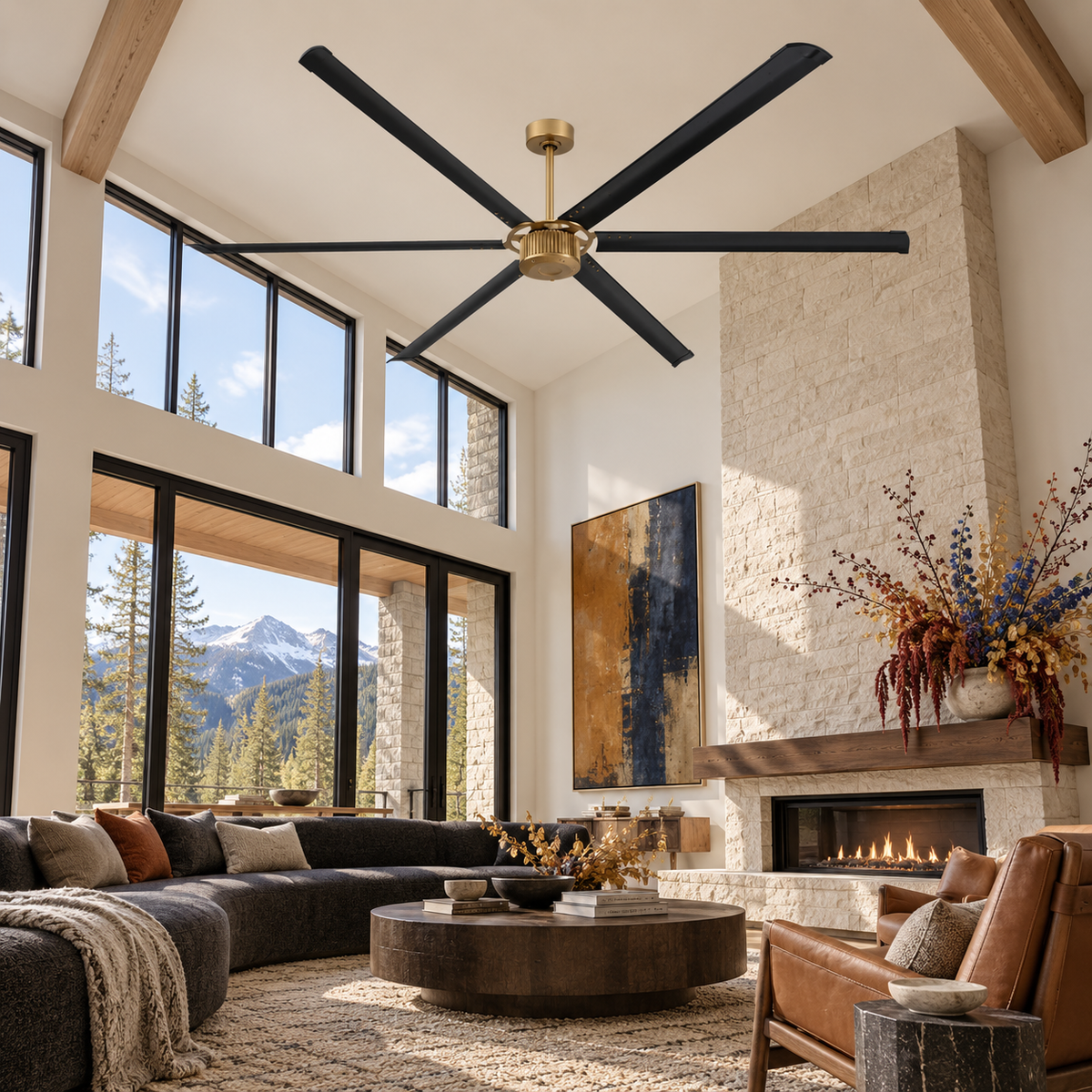 96 Inch Industrial DC Motor Ceiling Fan with 6 Blades for Garage, Barn & Large Spaces
