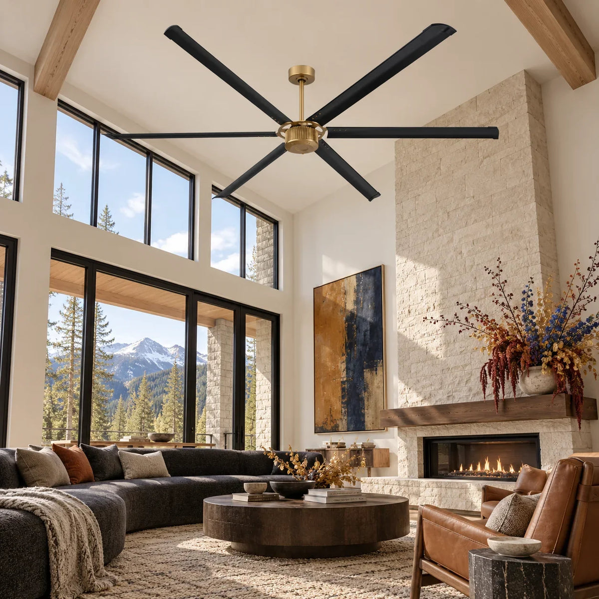 96 Inch Industrial DC Motor Ceiling Fan with 6 Blades for Garage, Barn & Large Spaces
